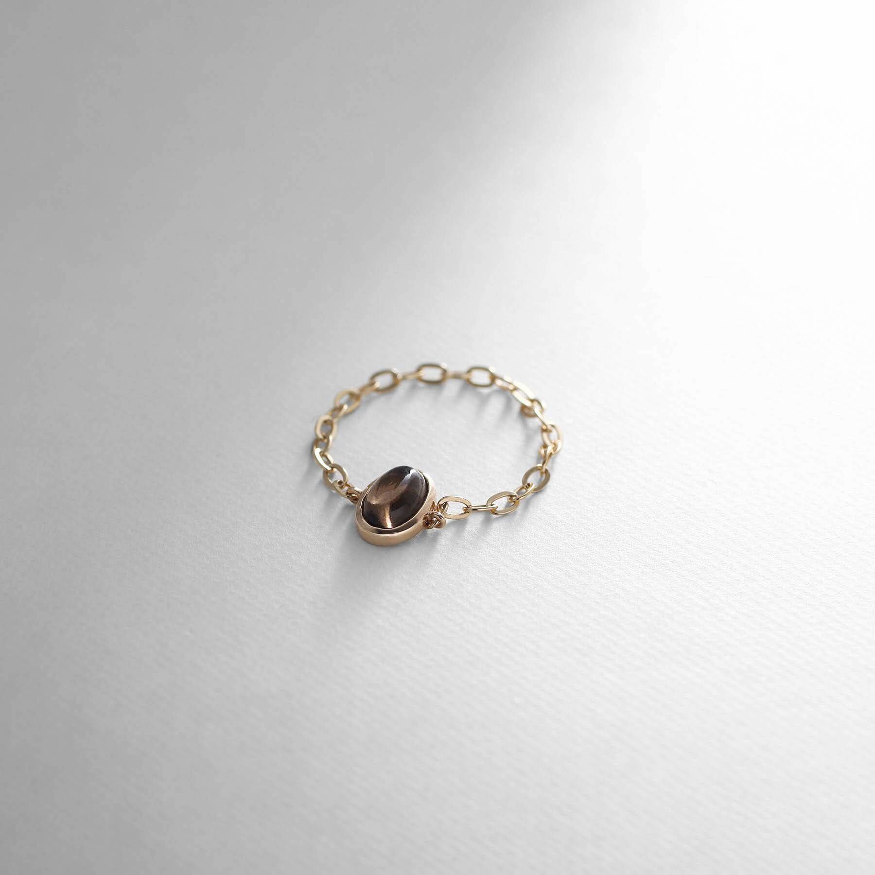 COCOSHNIK「【WEB限定】K10スモーキークォーツ チェーンリング」|リング|