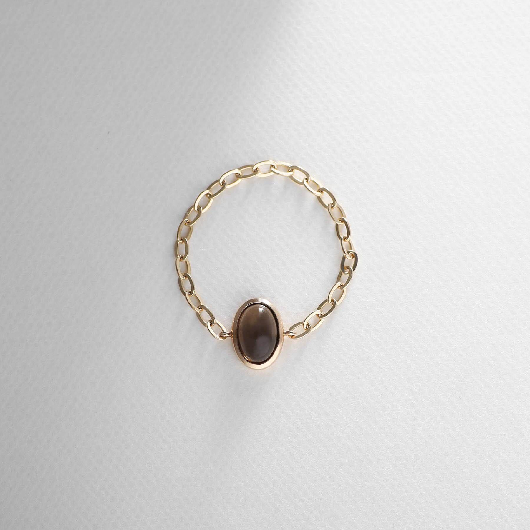 COCOSHNIK「【WEB限定】K10スモーキークォーツ チェーンリング」|リング|