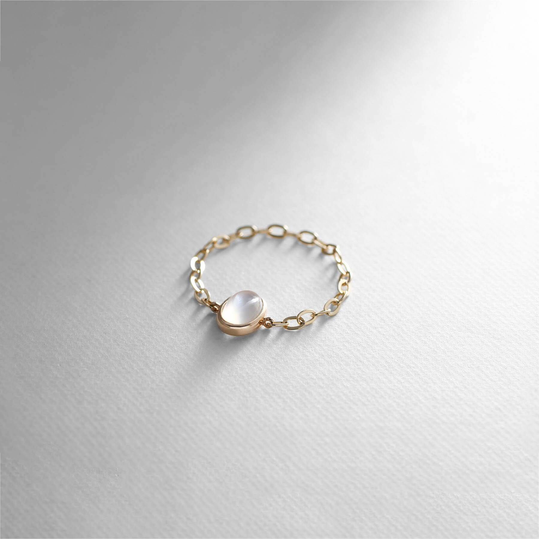 COCOSHNIK「【WEB限定】K10ムーンストーン チェーンリング」|リング|