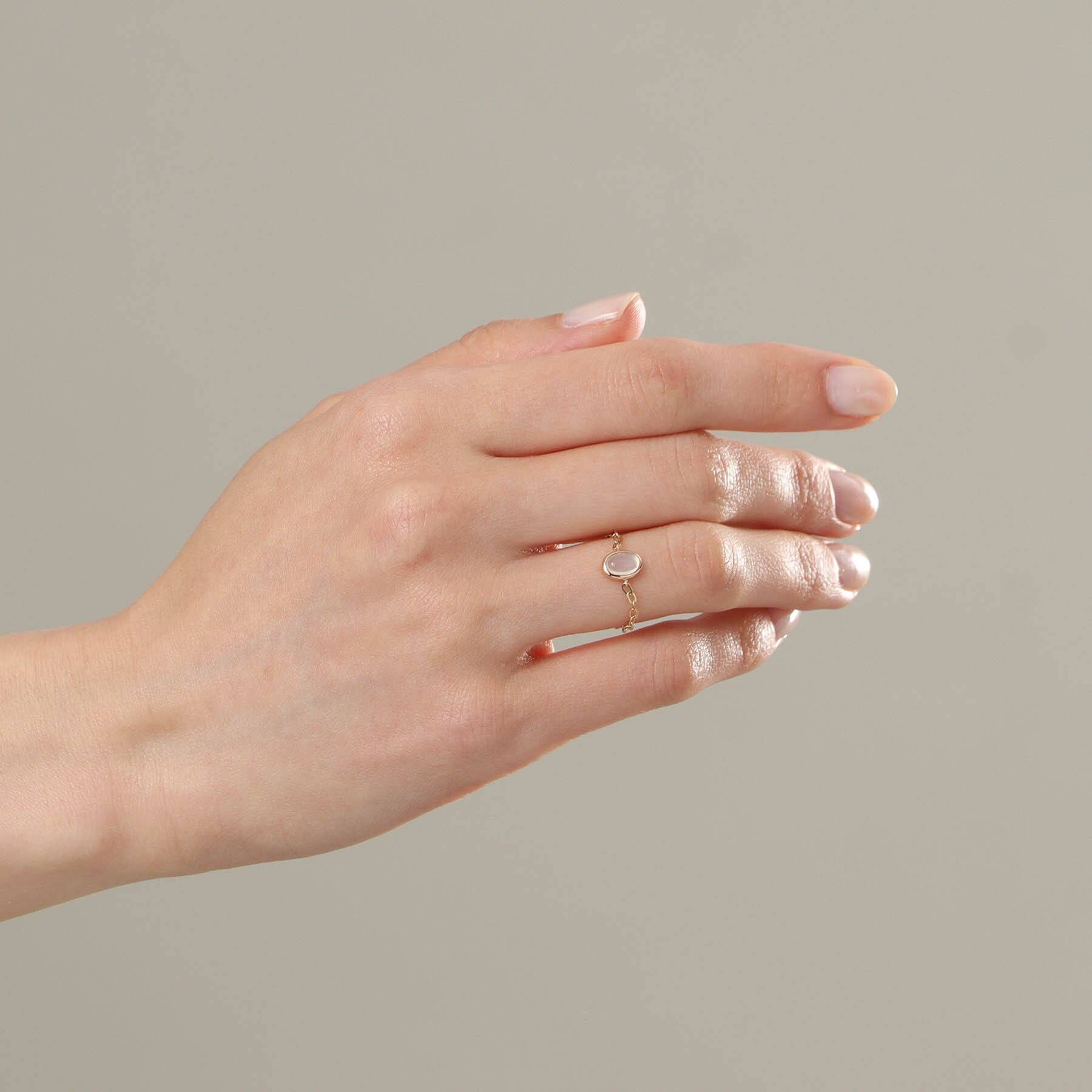 COCOSHNIK「【WEB限定】K10ムーンストーン チェーンリング」|リング|