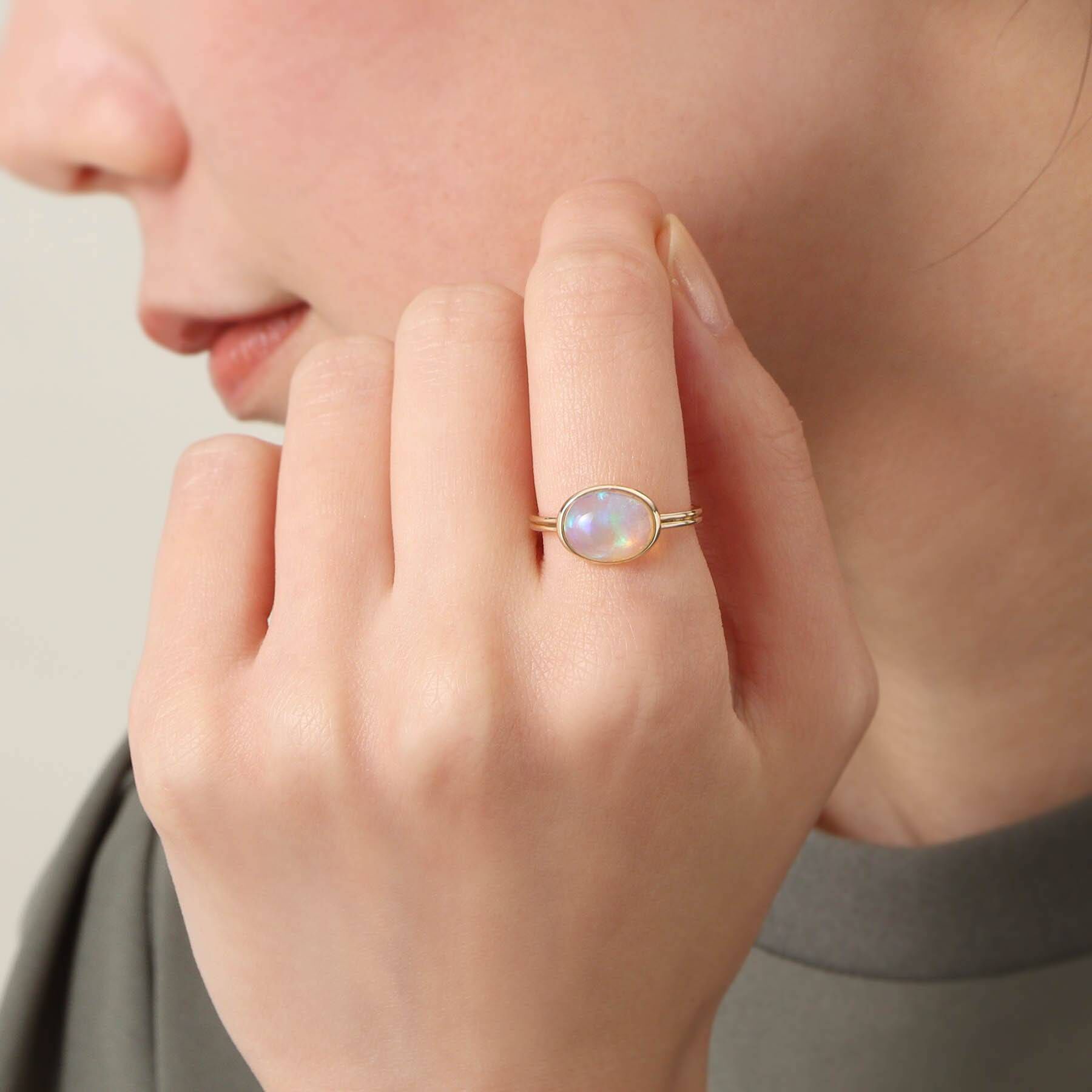 COCOSHNIK「K10エチオピアオパール オーバルカボション リング」|リング|