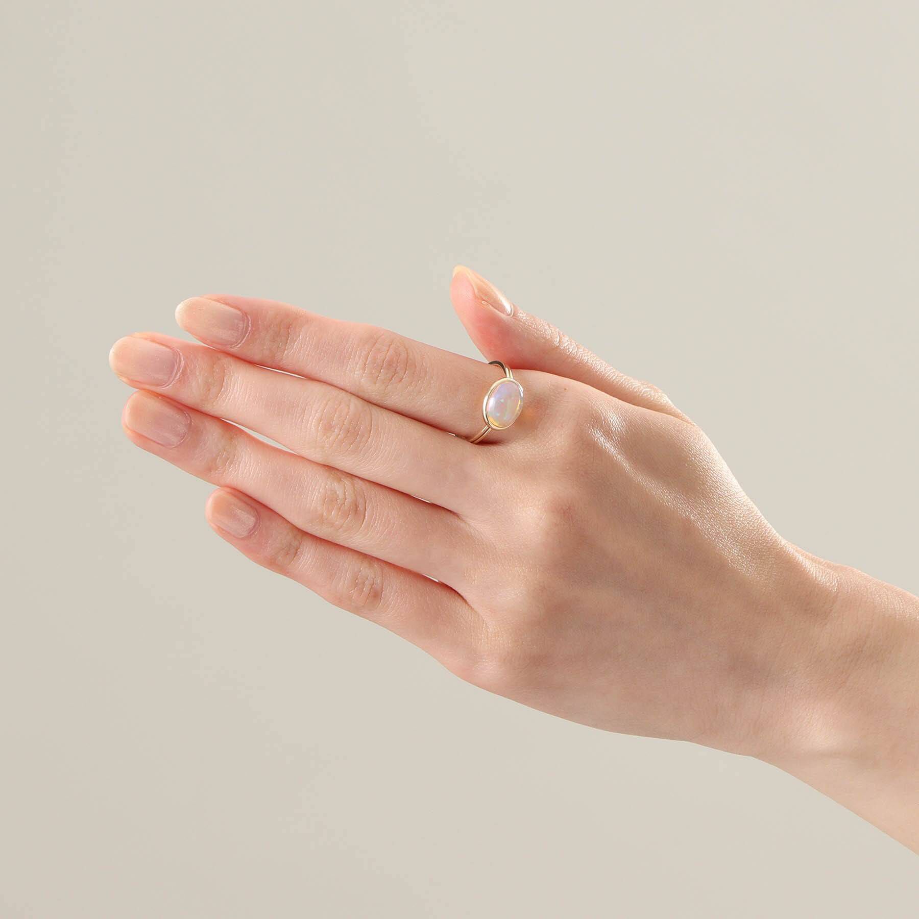 COCOSHNIK「K10エチオピアオパール オーバルカボション リング」|リング|