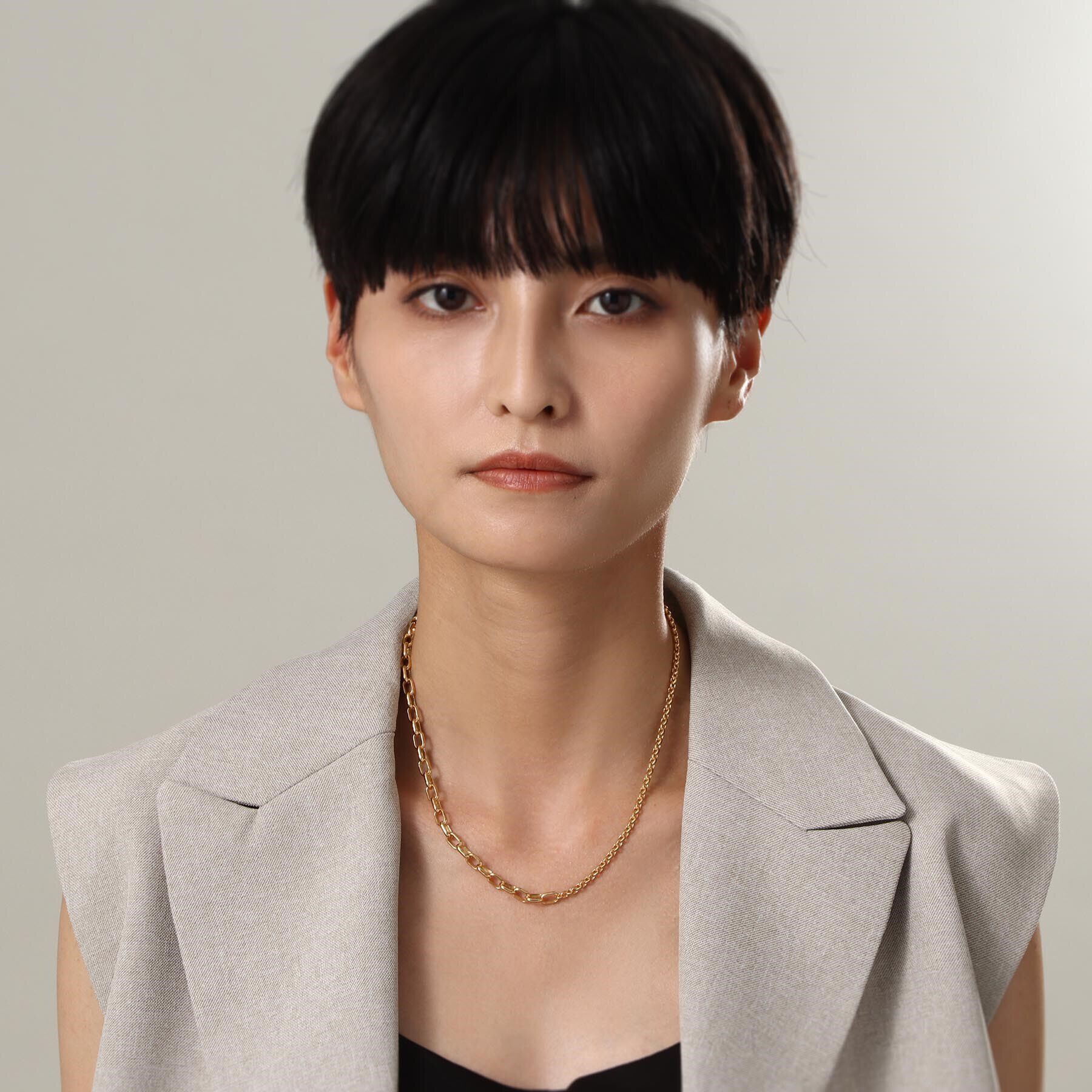 COCOSHNIK ONKITSCH「シルバー ミックスネックレス ドームチェーンマンテルネックレス GP」|ネックレス|