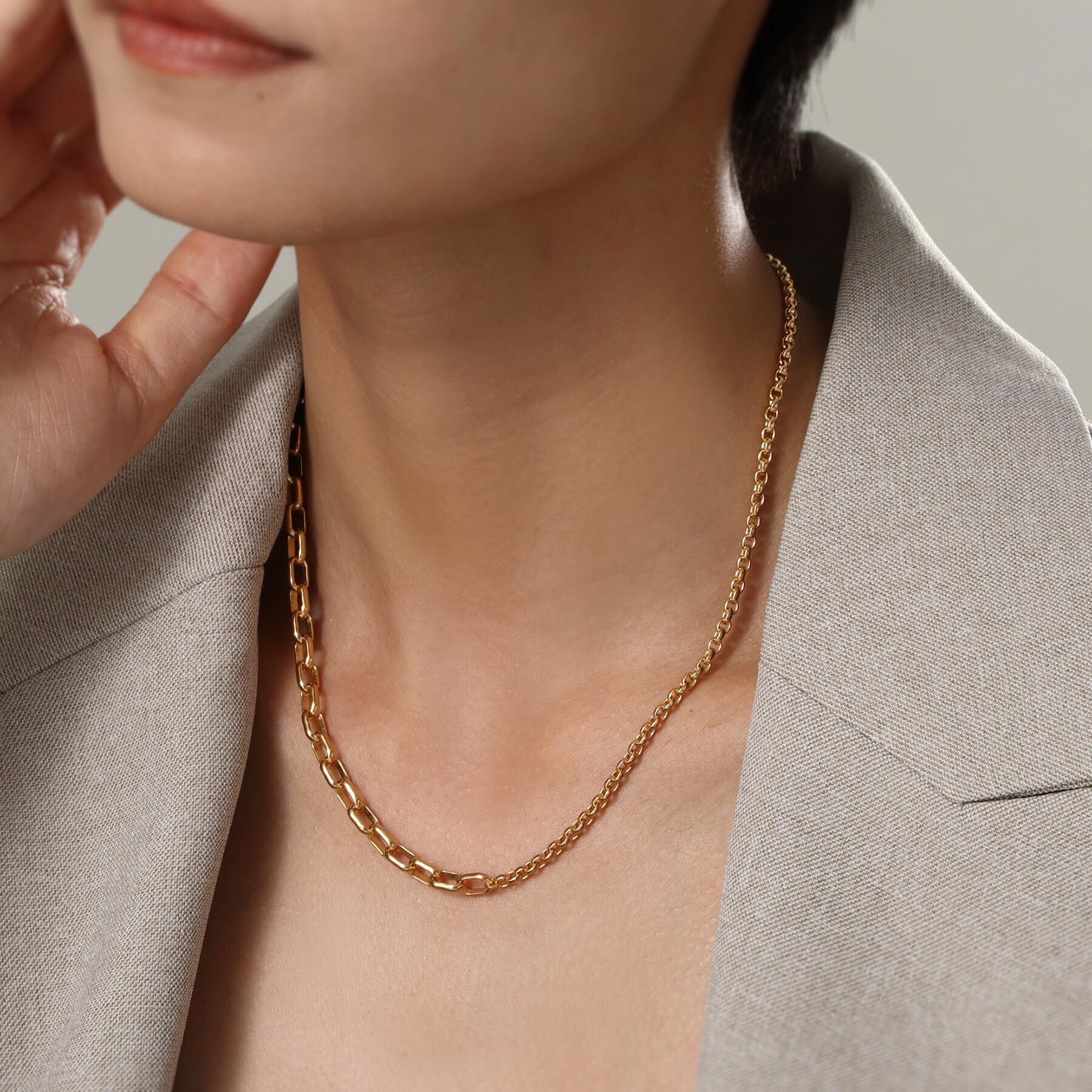 COCOSHNIK ONKITSCH「シルバー ミックスネックレス ドームチェーンマンテルネックレス GP」|ネックレス|