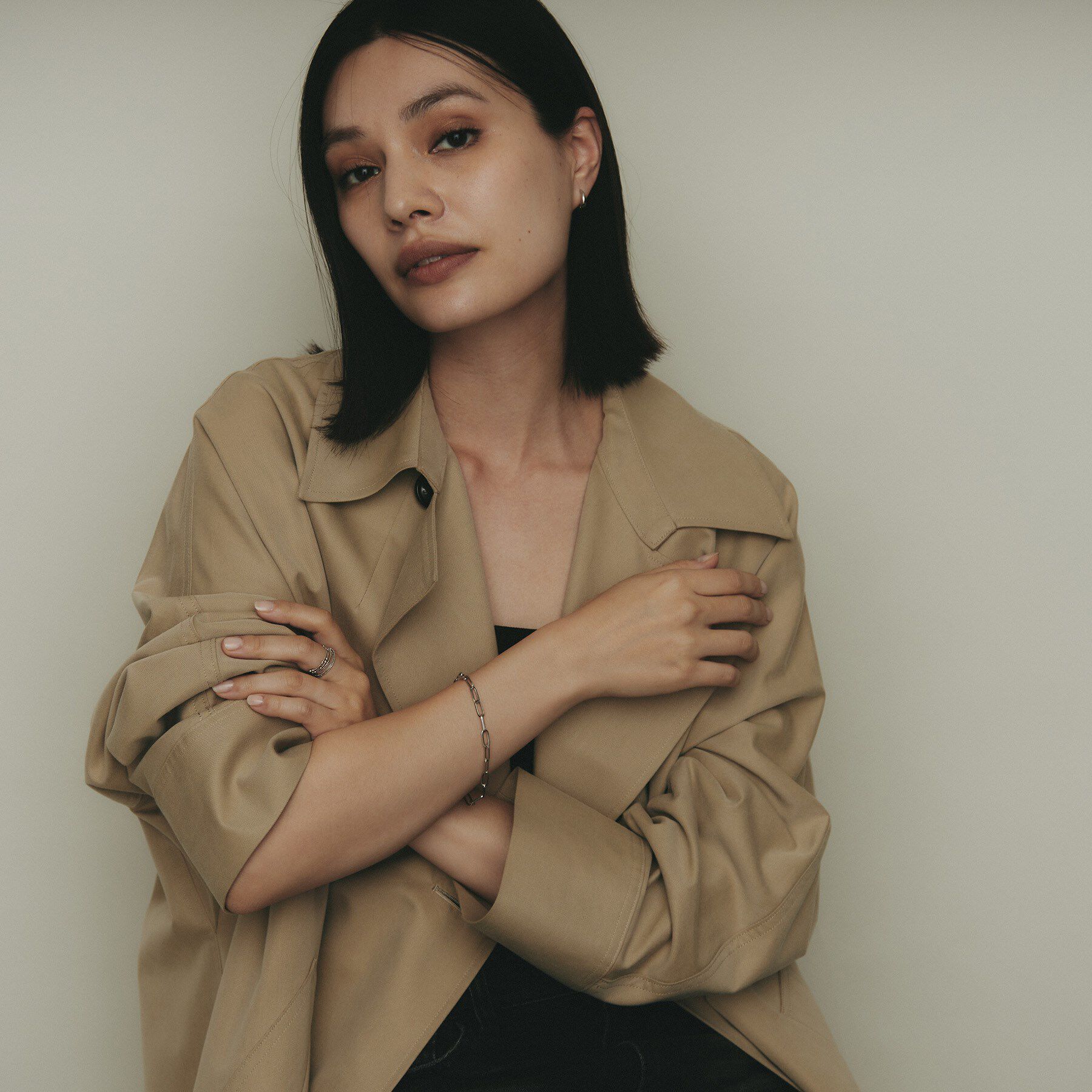 COCOSHNIK「プラチナ 中空プリムケーブルチェーンXL（20cm） ブレスレット」|ブレスレット・バングル|