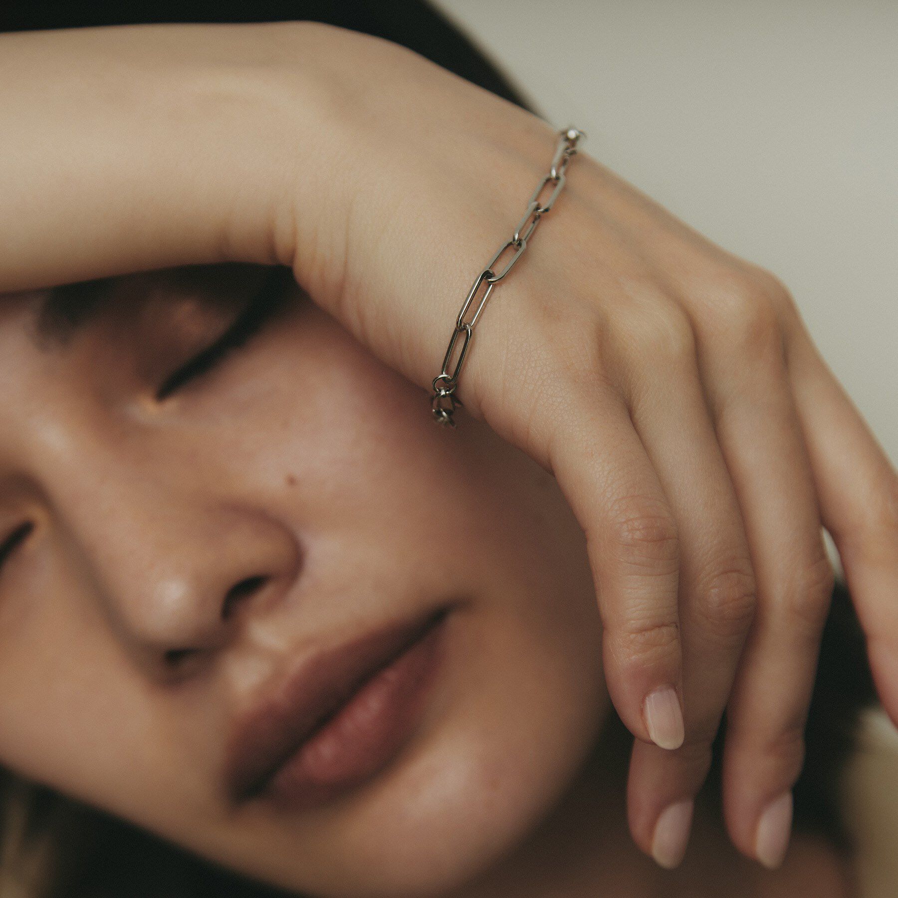 COCOSHNIK「プラチナ 中空プリムケーブルチェーンXL（20cm） ブレスレット」|ブレスレット・バングル|