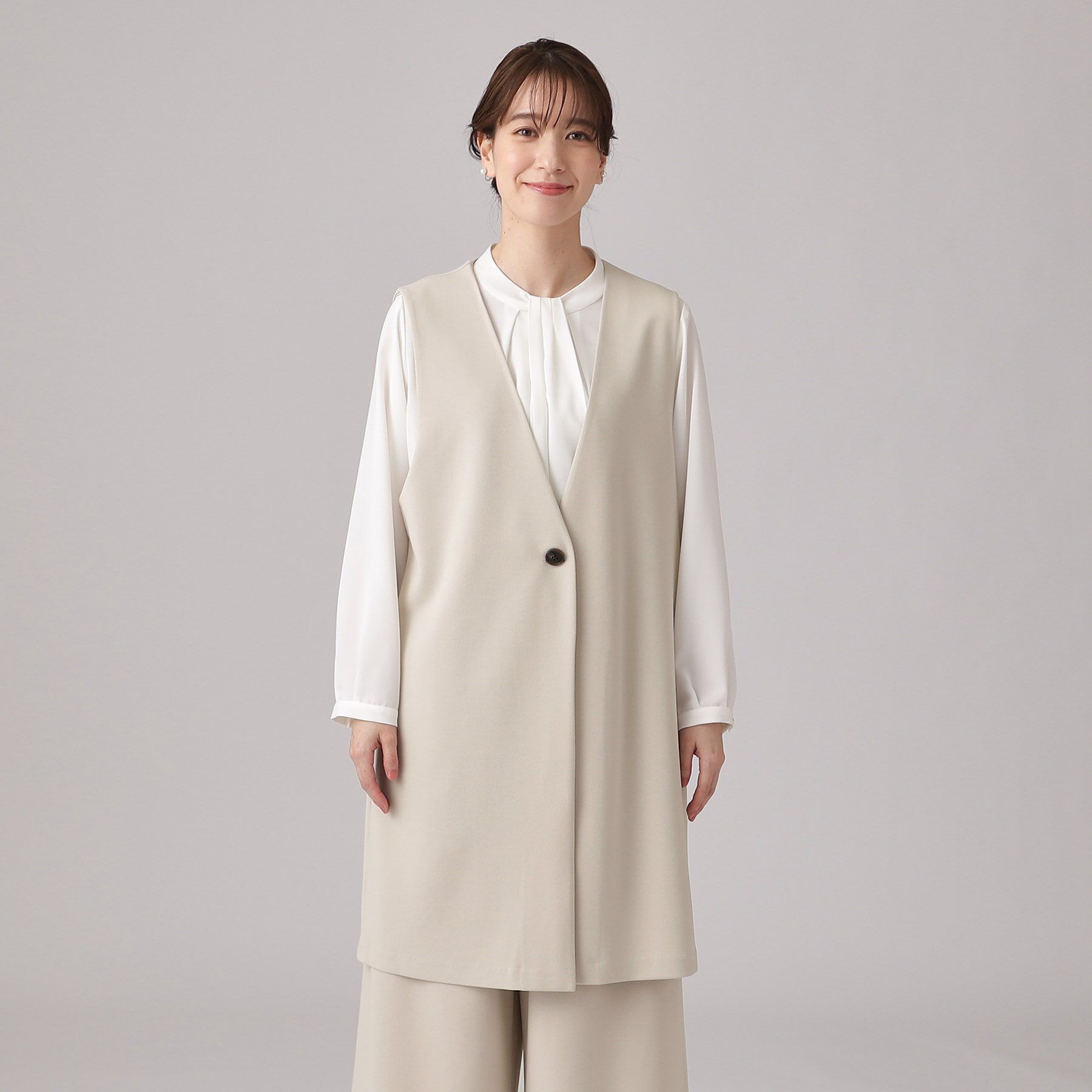 SHOO･LA･RUE「【通勤／デイリー／セットアップ可】マルチに使える カットジョーゼット ジレ」|ベスト・ジレ|