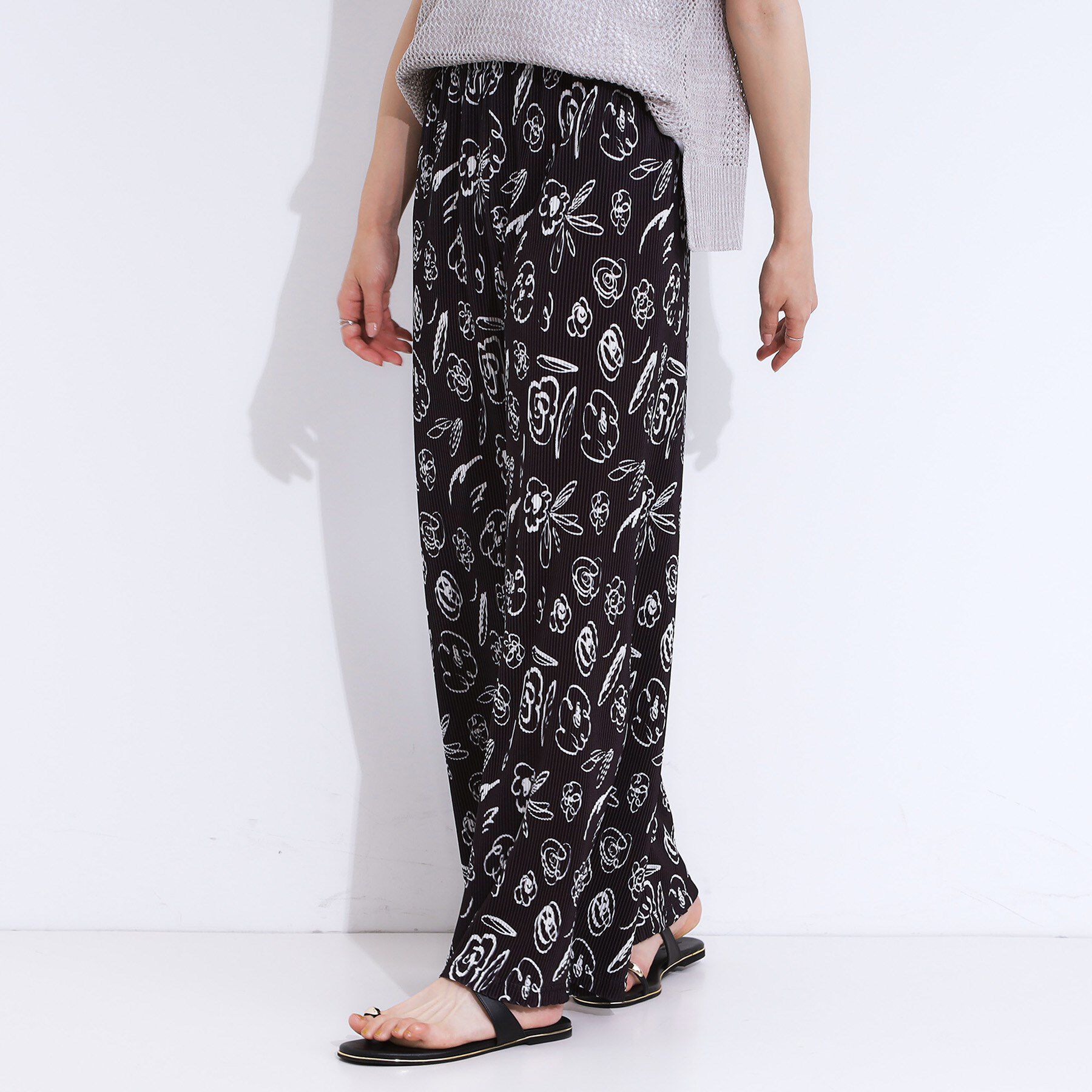 SHOO･LA･RUE「【S-LL】さらさら楽ちん プリーツ ワイドパンツ」|その他|