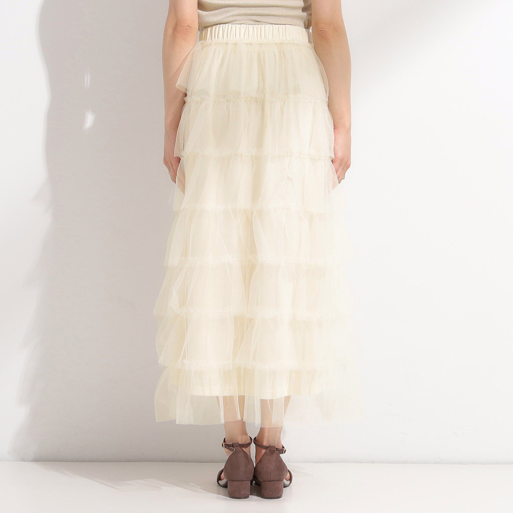 SHOO･LA･RUE「【2点セット/S-LL】コーデの主役になる チュールティアードスカート」|スカート|