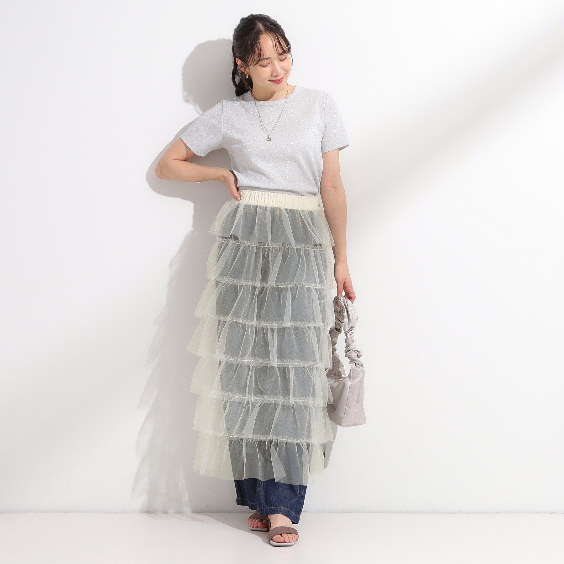 SHOO･LA･RUE「【2点セット/S-LL】コーデの主役になる チュールティアードスカート」|スカート|