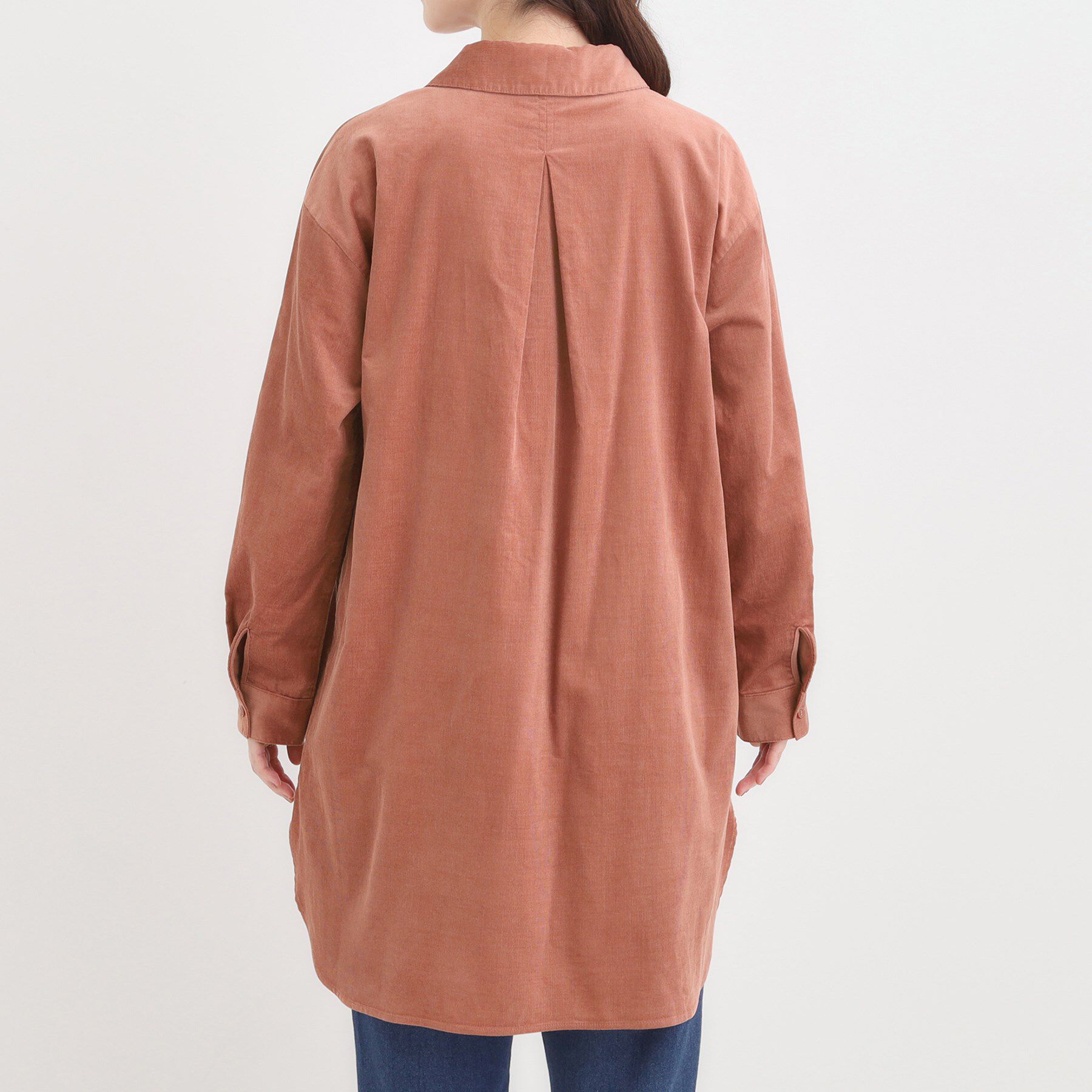 SHOO･LA･RUE「【洗濯機可/S-LL】すっきり見えにこだわった コーデュロイチュニックワンピース」|チュニック|