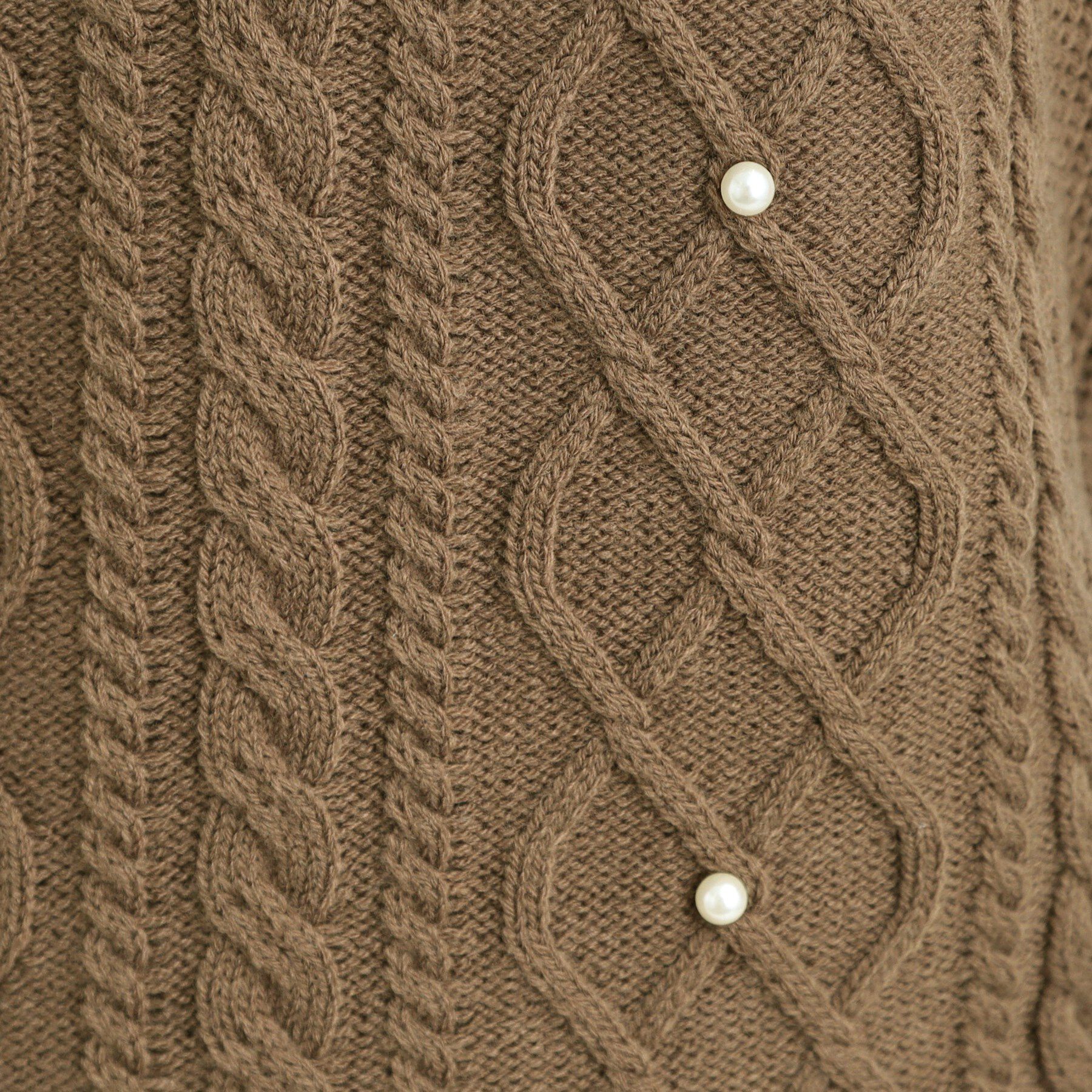SHOO･LA･RUE「フェイクパールで上品見え ケーブルパール調ニット」|ニット・セーター|