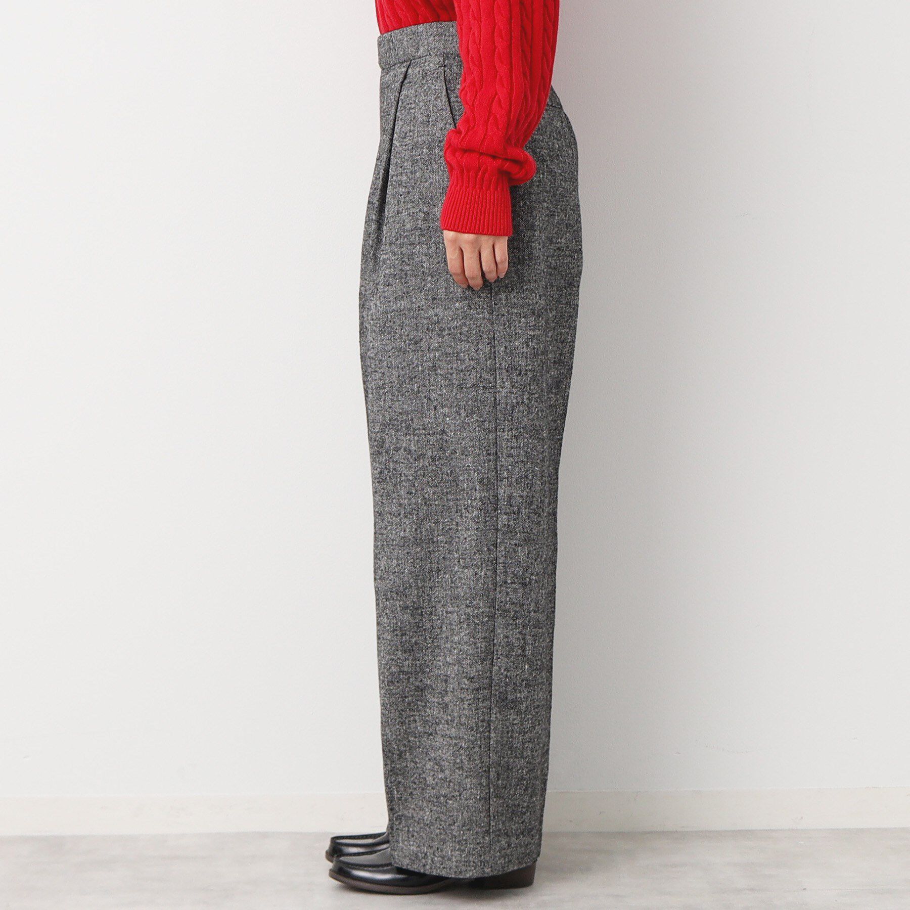 Dessin「【後ろゴム・洗える・4サイズ展開】ワンタック入りツイードワイドパンツ（XS～L）」|その他|