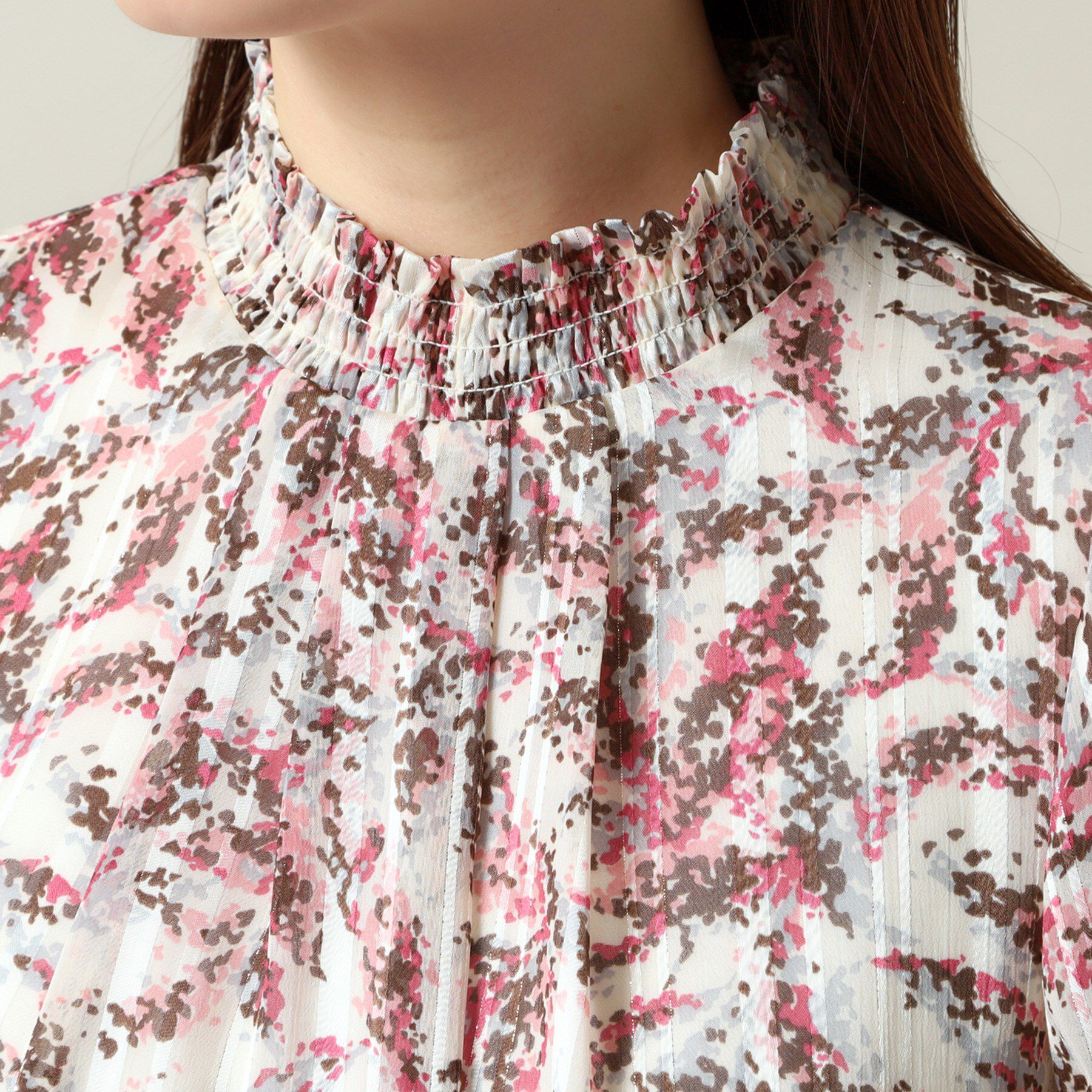 ITS&rsquo;DEMO「【手洗い可／セットアップ可】ラメストライプ7分袖ブラウス」|シャツ・ブラウス|