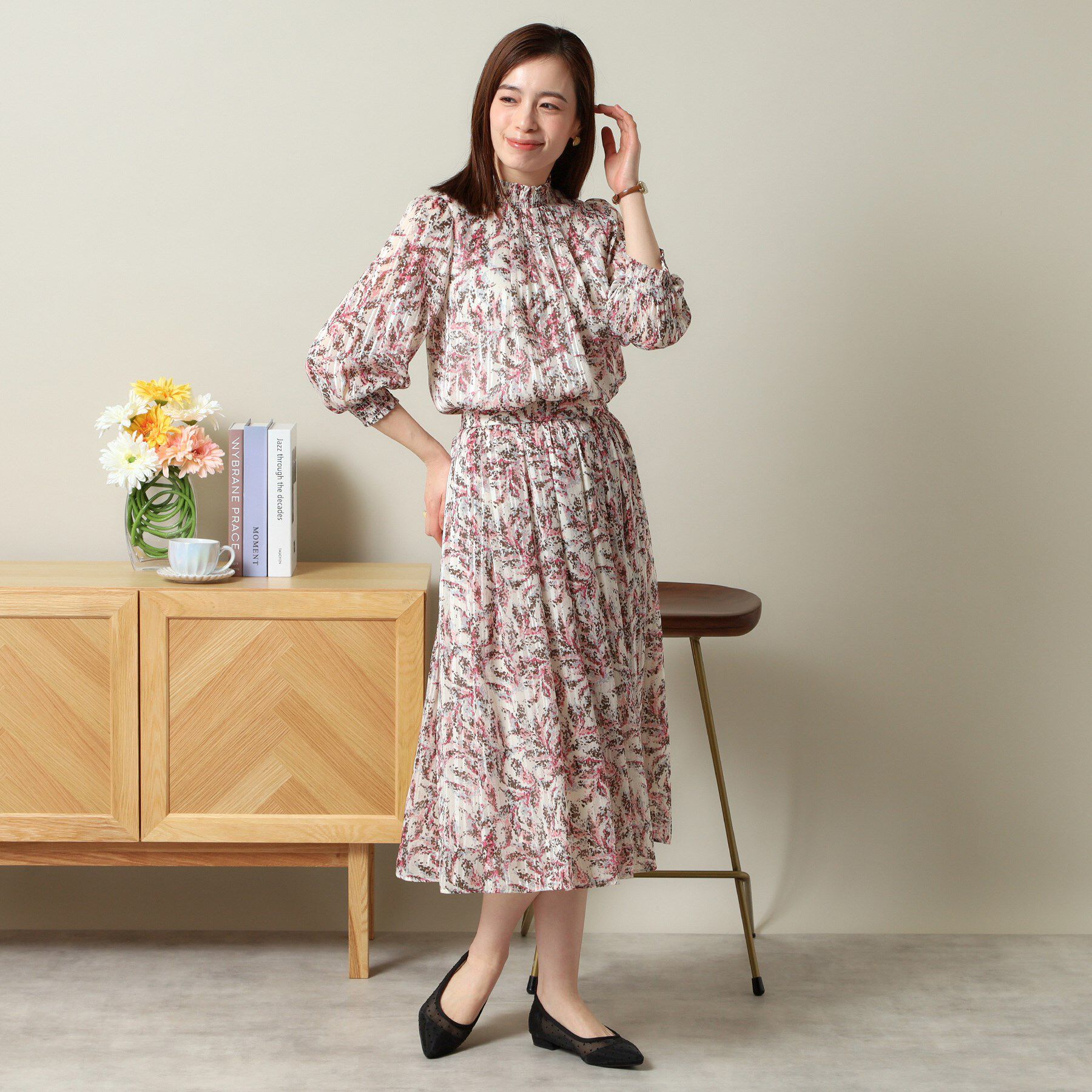 ITS&rsquo;DEMO「【手洗い可／セットアップ可】ラメストライプ7分袖ブラウス」|シャツ・ブラウス|