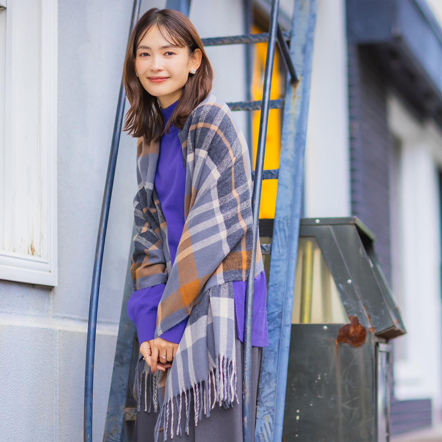 ITS&rsquo;DEMO「【洗濯可】クリーミータッチ60幅チェックストール」|ストール|