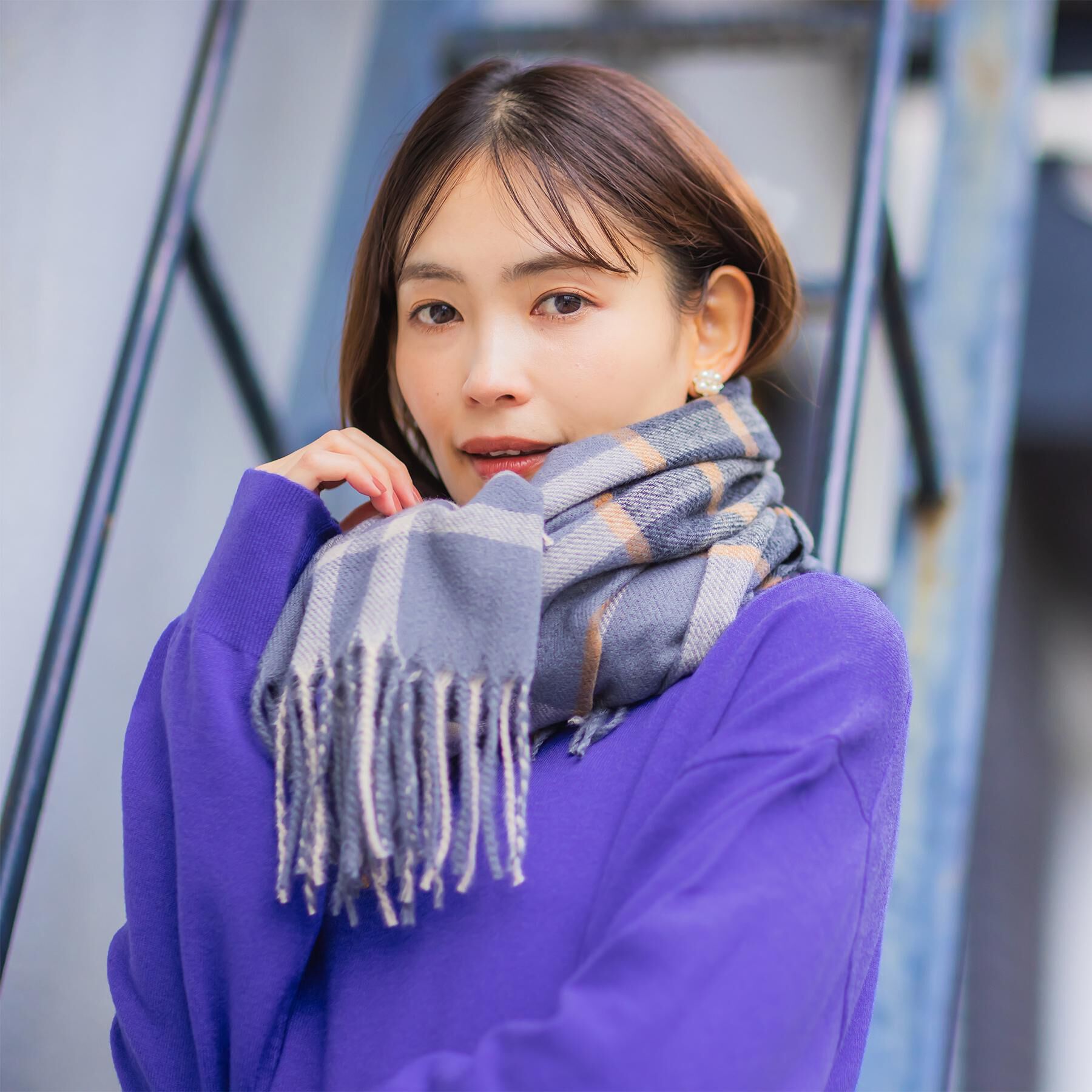 ITS&rsquo;DEMO「【洗濯可】クリーミータッチ60幅チェックストール」|ストール|