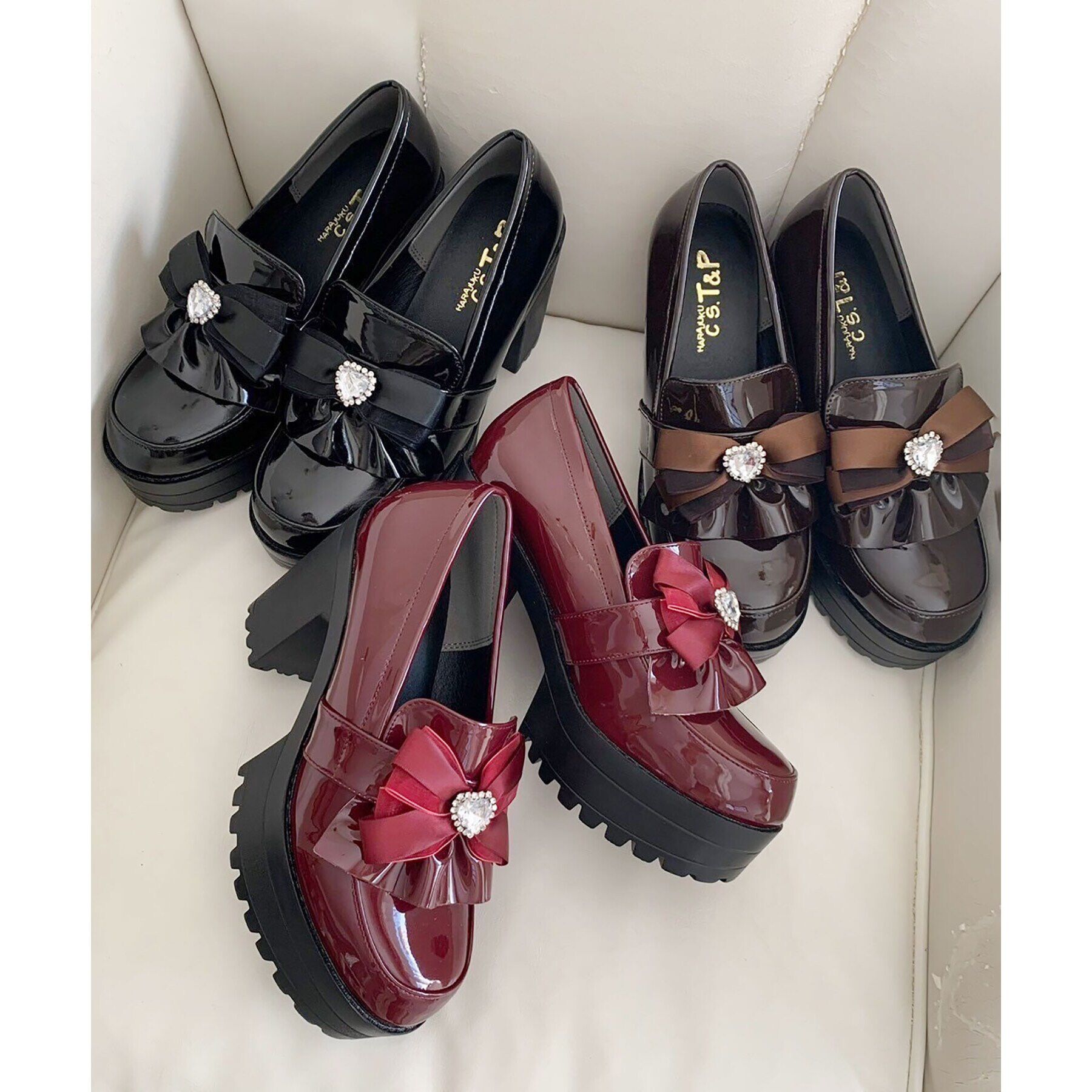 csT&P「厚底ヒールリボン付きパンプス」|パンプス|