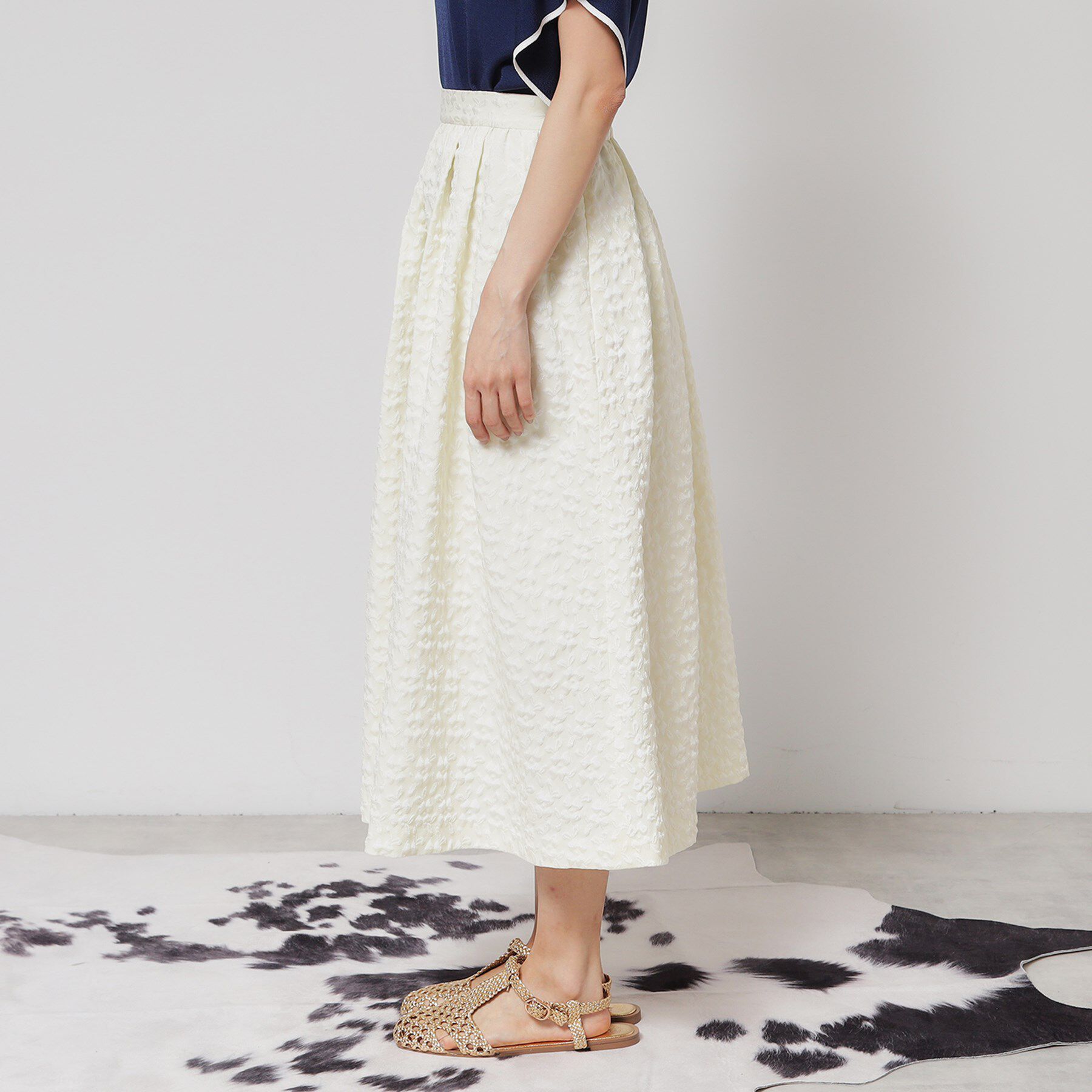 SunaUna「【花柄ジャカード／ふんわり】タックフレアスカート」|スカート|