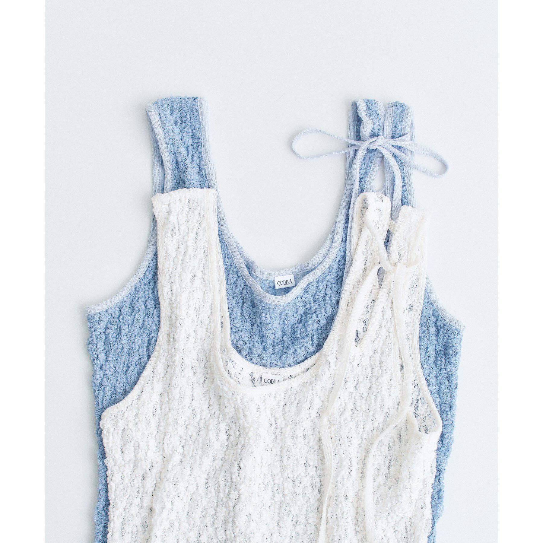CODE A「asymmetry ribbon lace cami」|キャミソール|