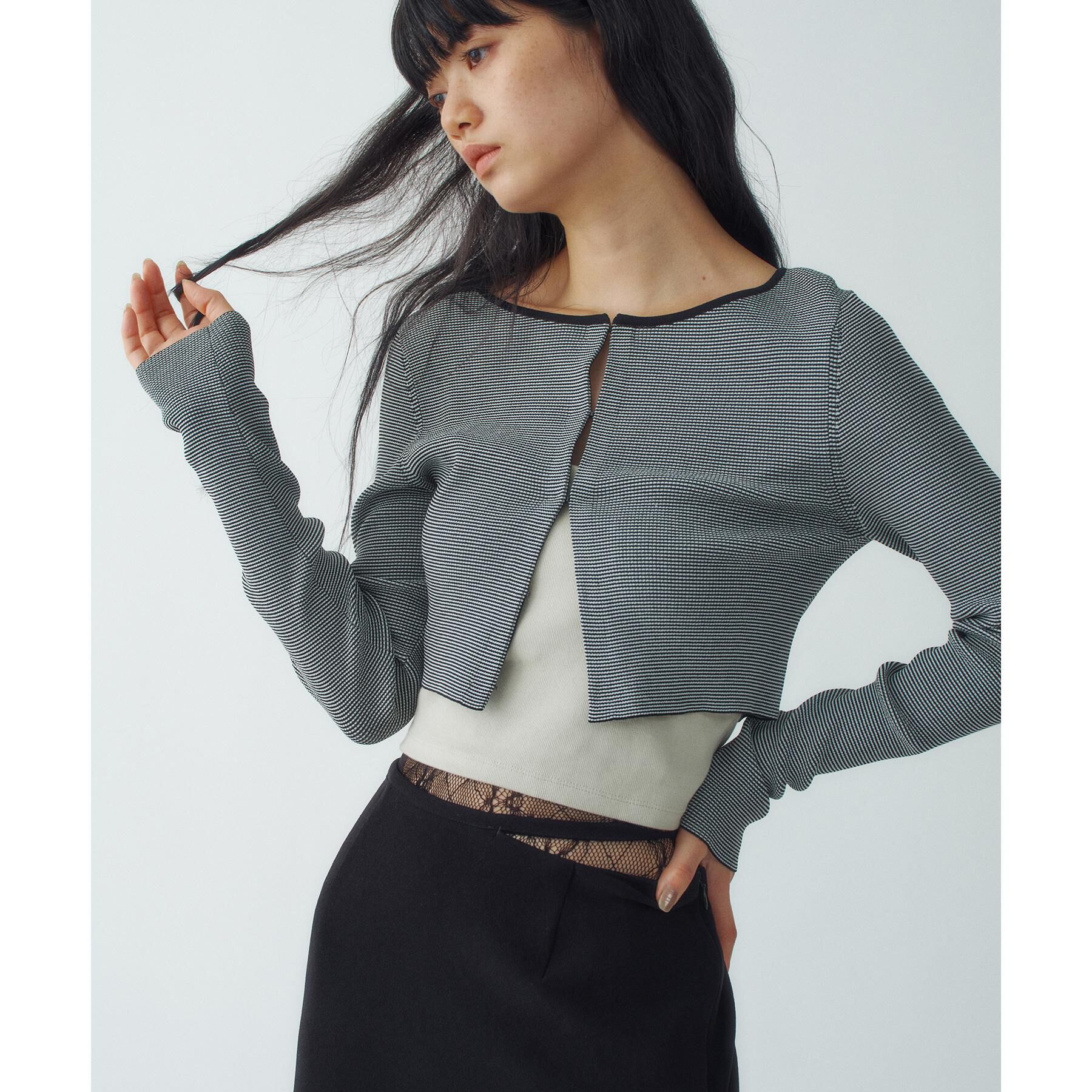 CODE A「stretch hook cardigan」|カーディガン|ブラック(319)