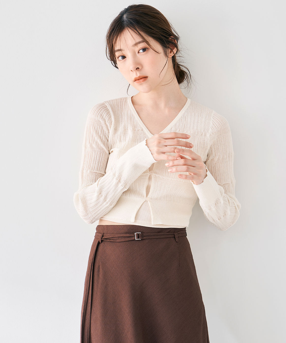 COCO DEAL「シアー柄編みニットカーディガン」|ニット・セーター|