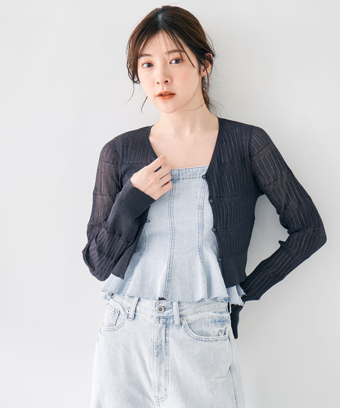 COCO DEAL「シアー柄編みニットカーディガン」|ニット・セーター|