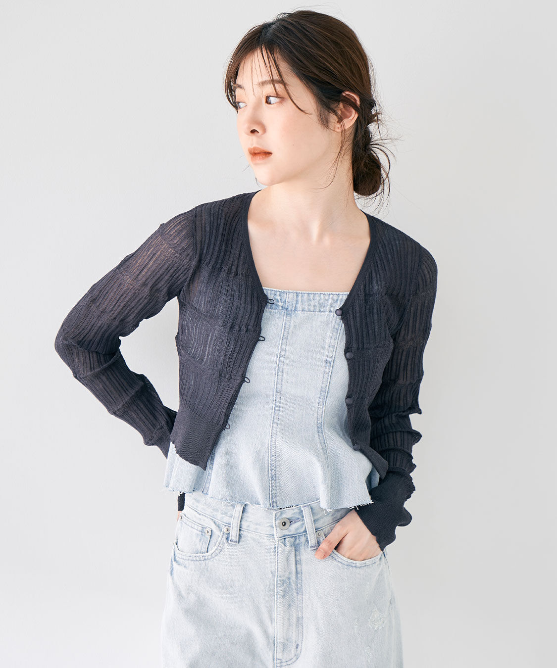 COCO DEAL「シアー柄編みニットカーディガン」|ニット・セーター|