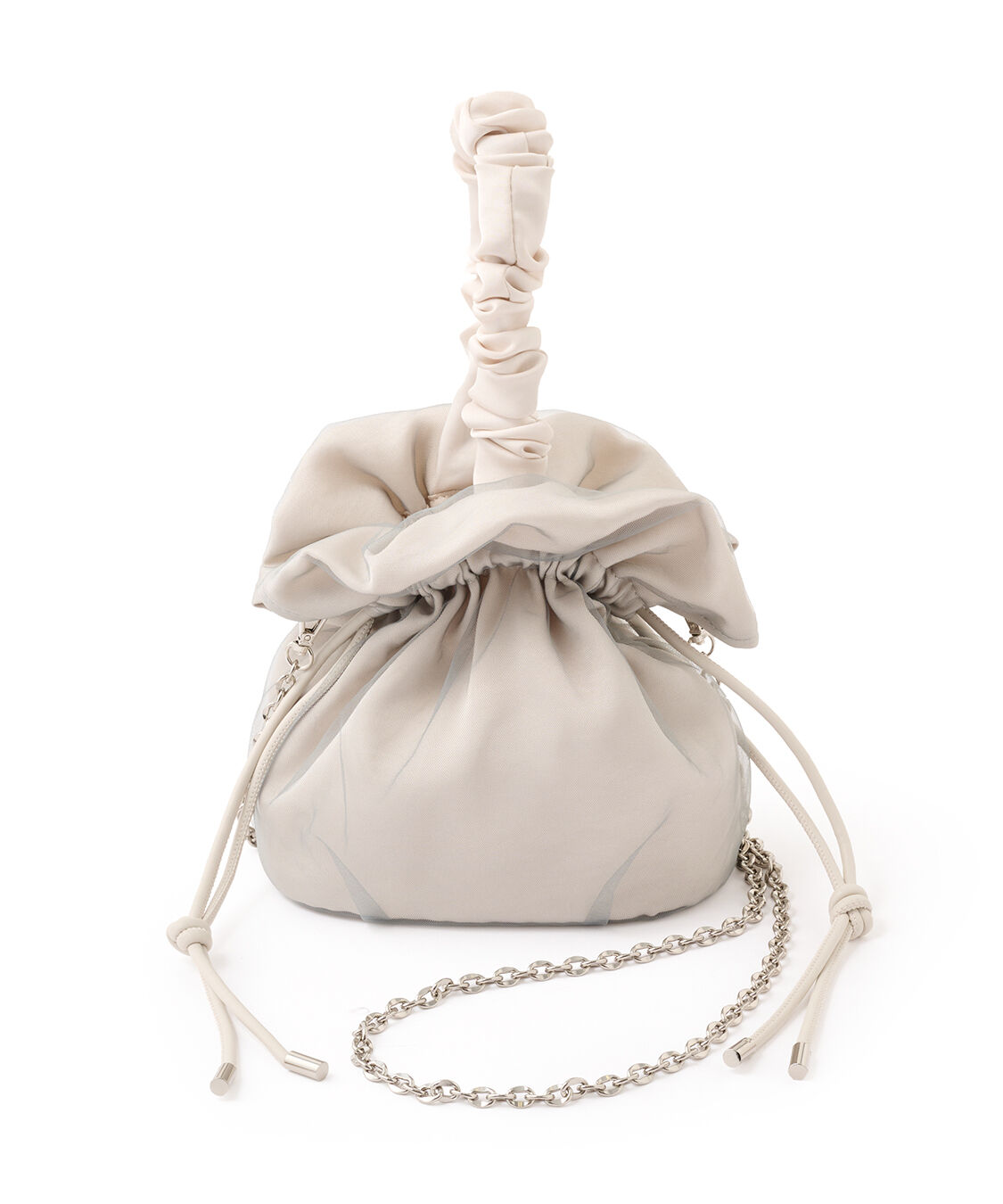 COCO DEAL「サテン巾着バッグ」|ショルダー・メッセンジャー|ペールグレー