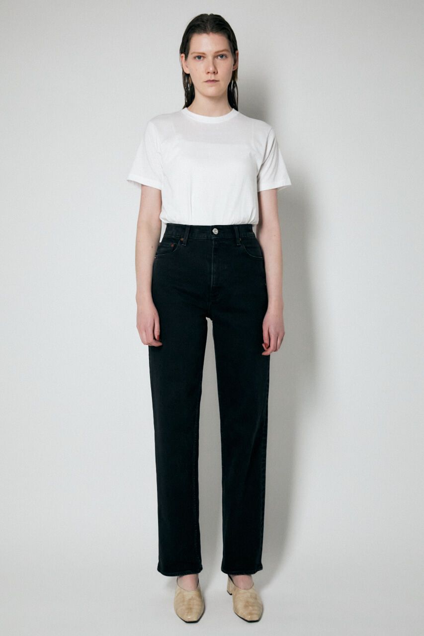 MOUSSY「PLAIN JEANS COLOR STRAIGHT」|デニム|BLK