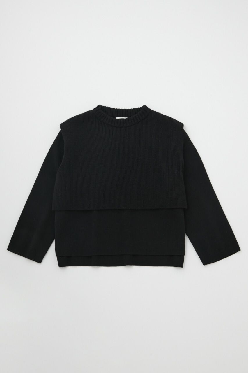 MOUSSY「LAYERED RIB セーター」|ニット・セーター|BLK
