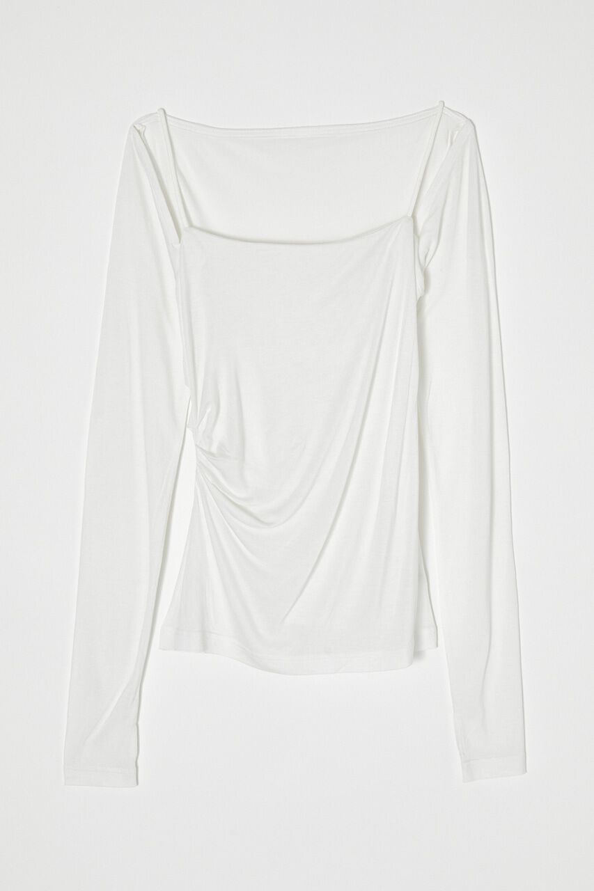 MOUSSY「SQUARE NECK GATHER トップス」|Tシャツ・カットソー|WHT