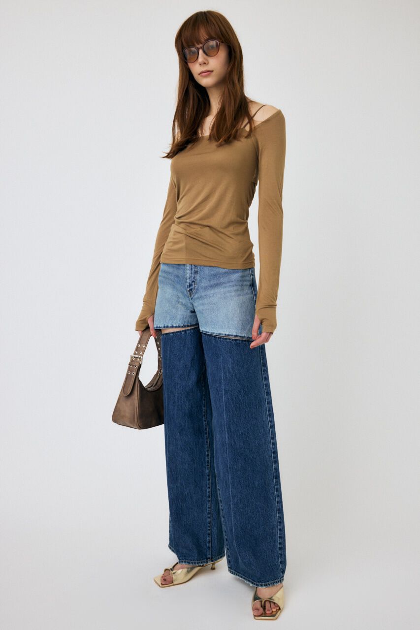 MOUSSY「SQUARE NECK GATHER トップス」|Tシャツ・カットソー|