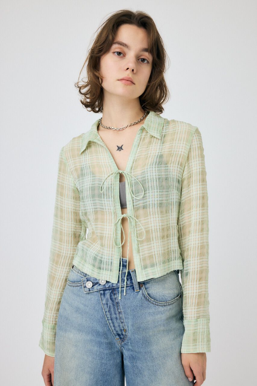 MOUSSY「FRONT TIED CHECK シャツ」|シャツ・ブラウス|L/KHA1
