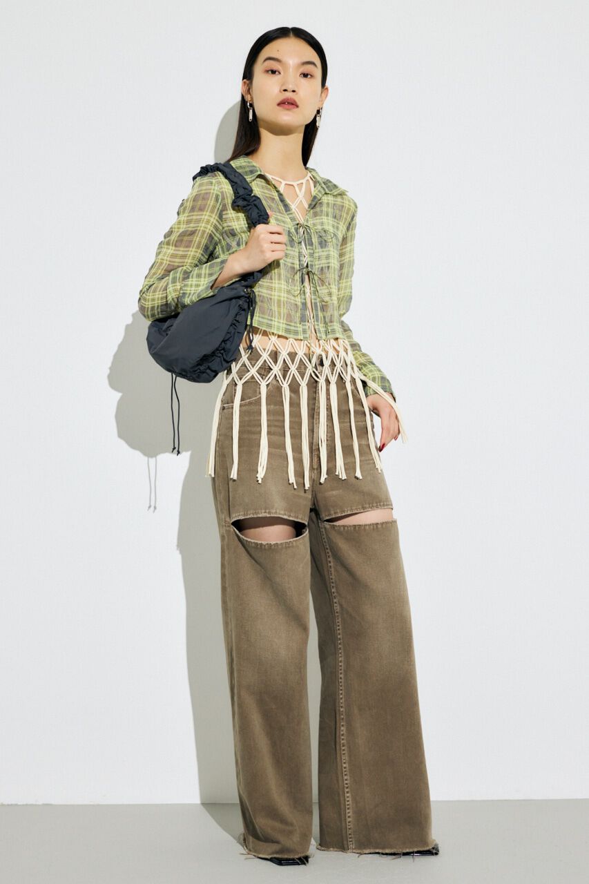 MOUSSY「FRONT TIED CHECK シャツ」|シャツ・ブラウス|