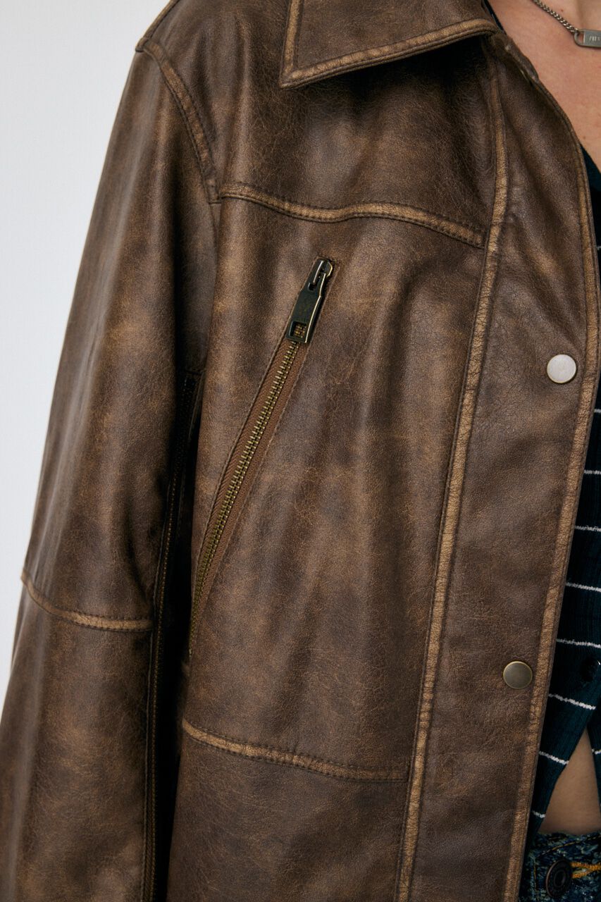 MOUSSY「AGED F/LEATHER MIDDLE ジャケット」|その他|
