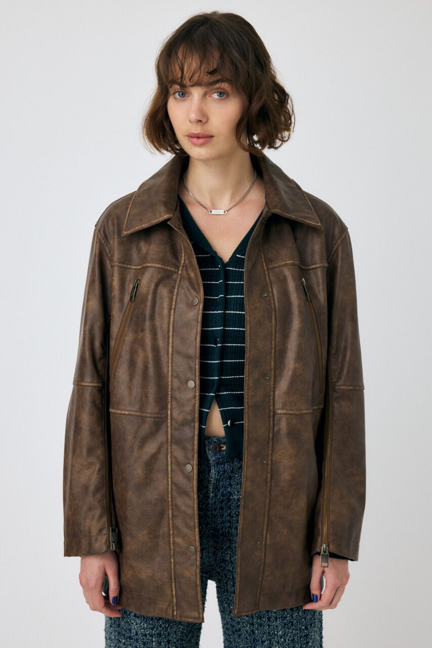 MOUSSY「AGED F/LEATHER MIDDLE ジャケット」|その他|
