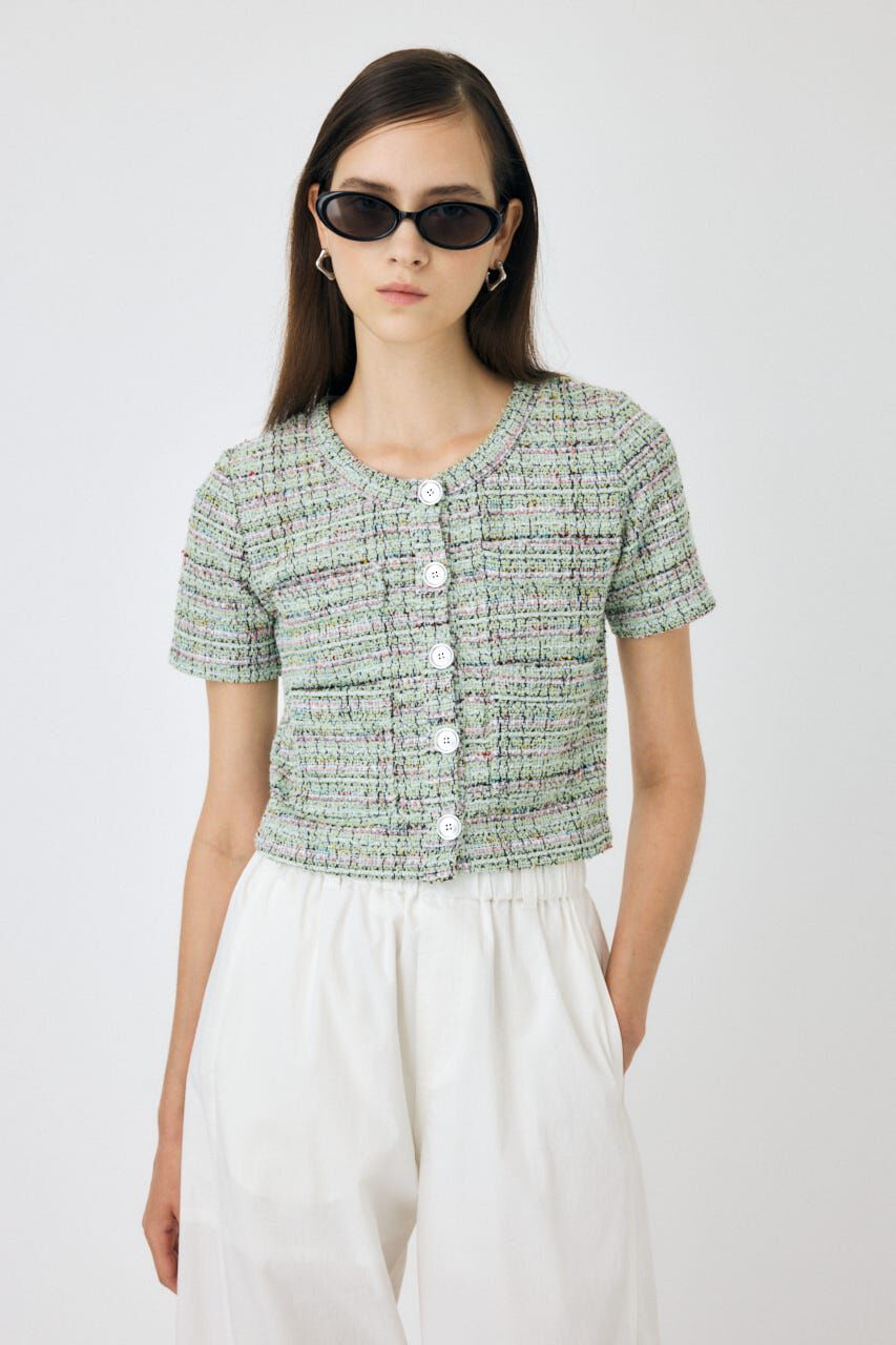 MOUSSY「TWEED LIKE トップス」|Tシャツ・カットソー|GRN