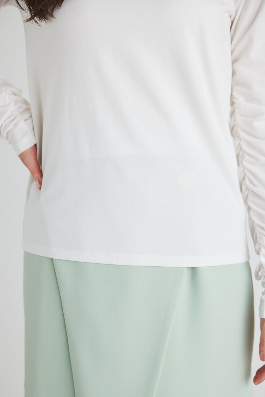 rienda「ギャザースリーブロゴロンT」|Tシャツ・カットソー|