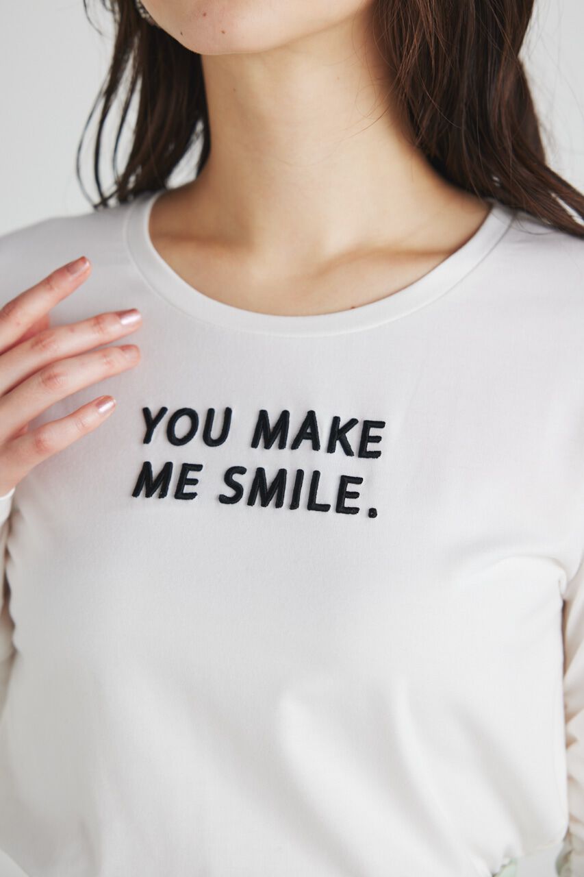 rienda「ギャザースリーブロゴロンT」|Tシャツ・カットソー|