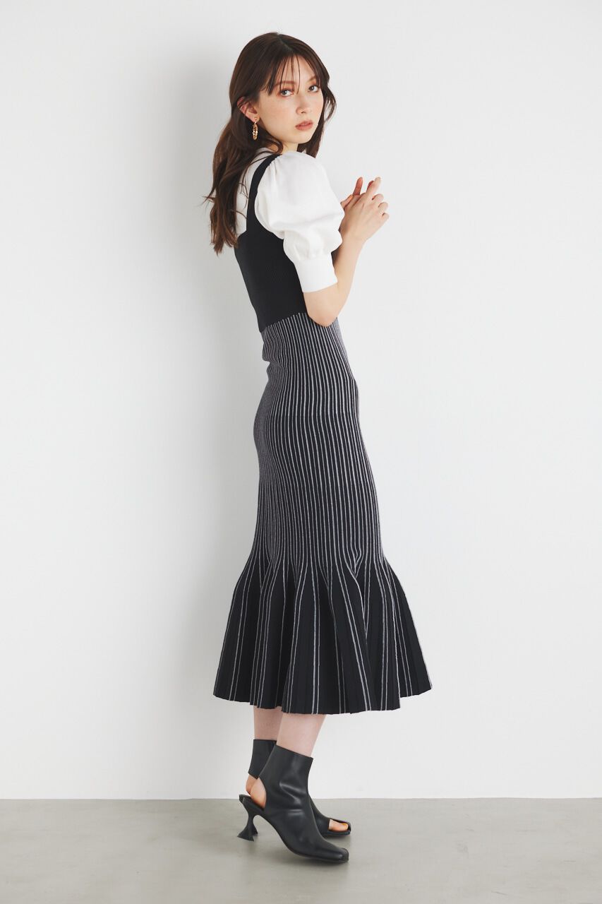 rienda「ビスチェライクストライプKnit OP」|ワンピース|