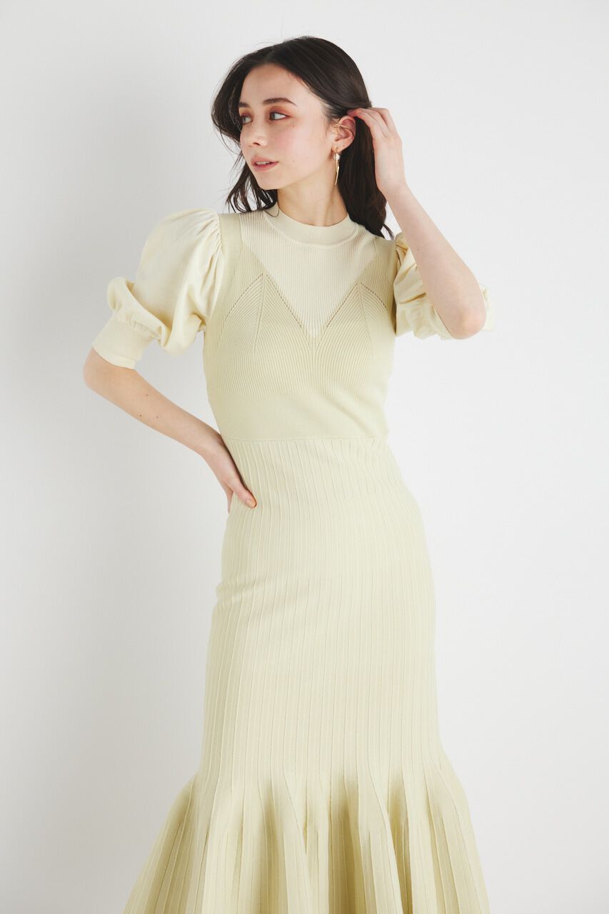 rienda「ビスチェライクストライプKnit OP」|ワンピース|