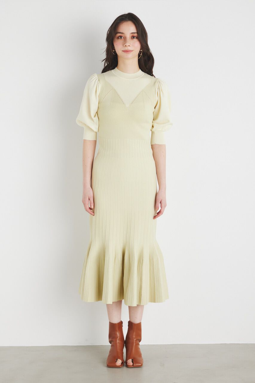 rienda「ビスチェライクストライプKnit OP」|ワンピース|