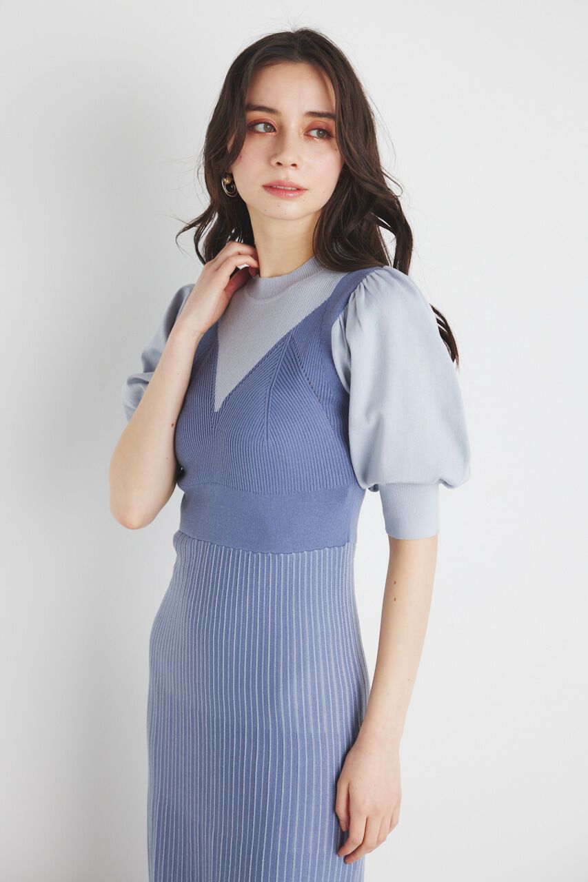 rienda「ビスチェライクストライプKnit OP」|ワンピース|