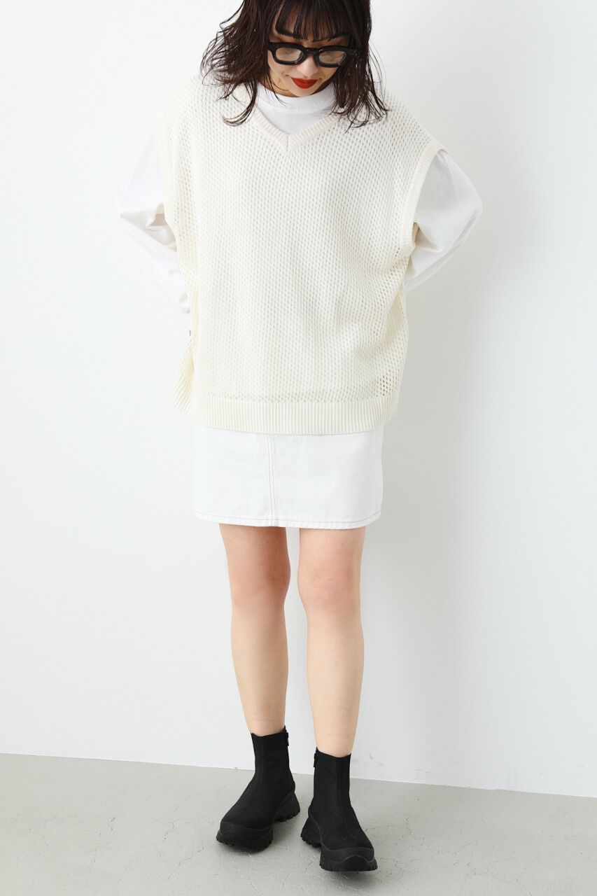 RODEO CROWNS「メッシュニットベスト L/S TEE SET」|ニット・セーター|