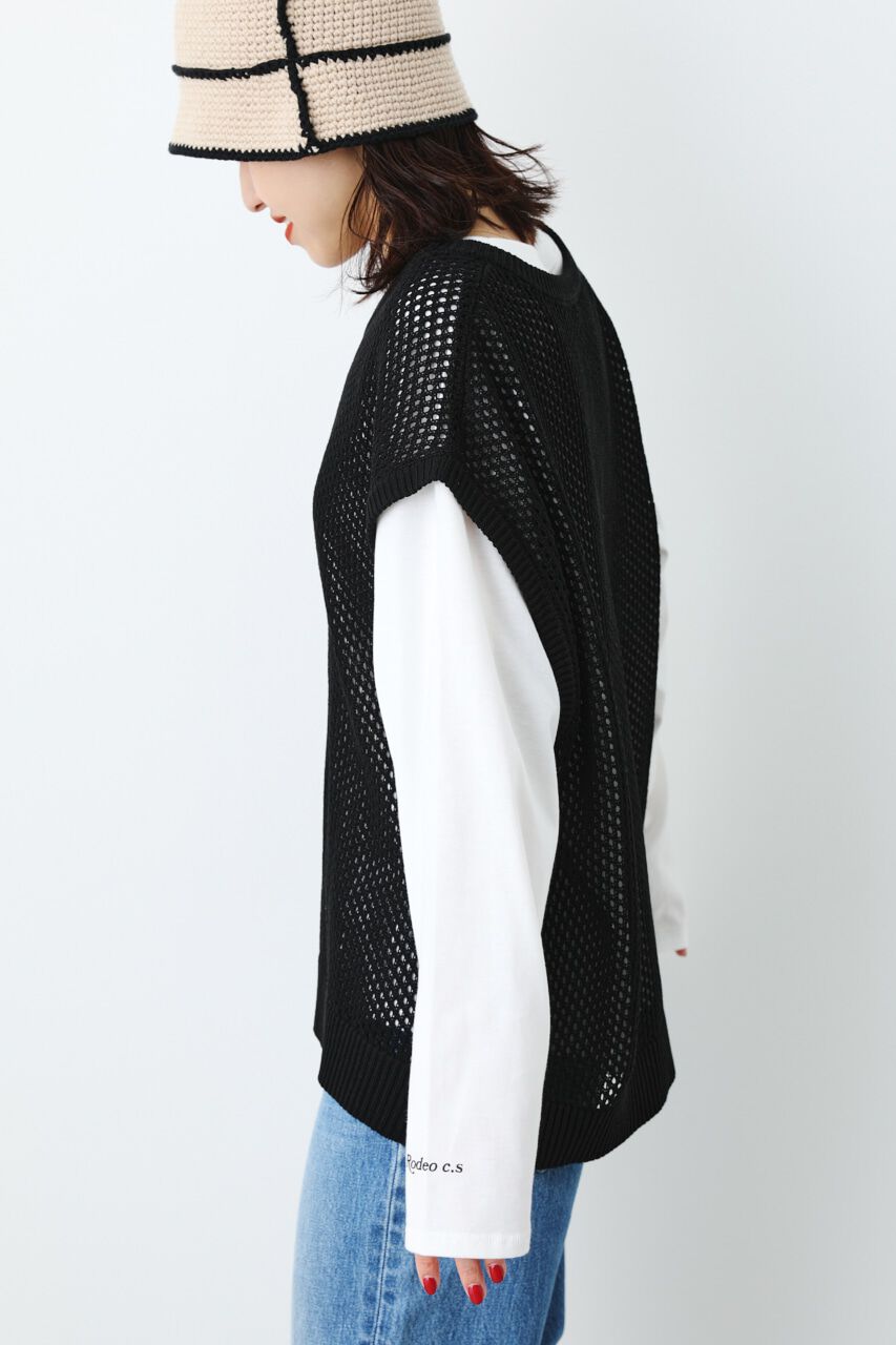 RODEO CROWNS「メッシュニットベスト L/S TEE SET」|ニット・セーター|