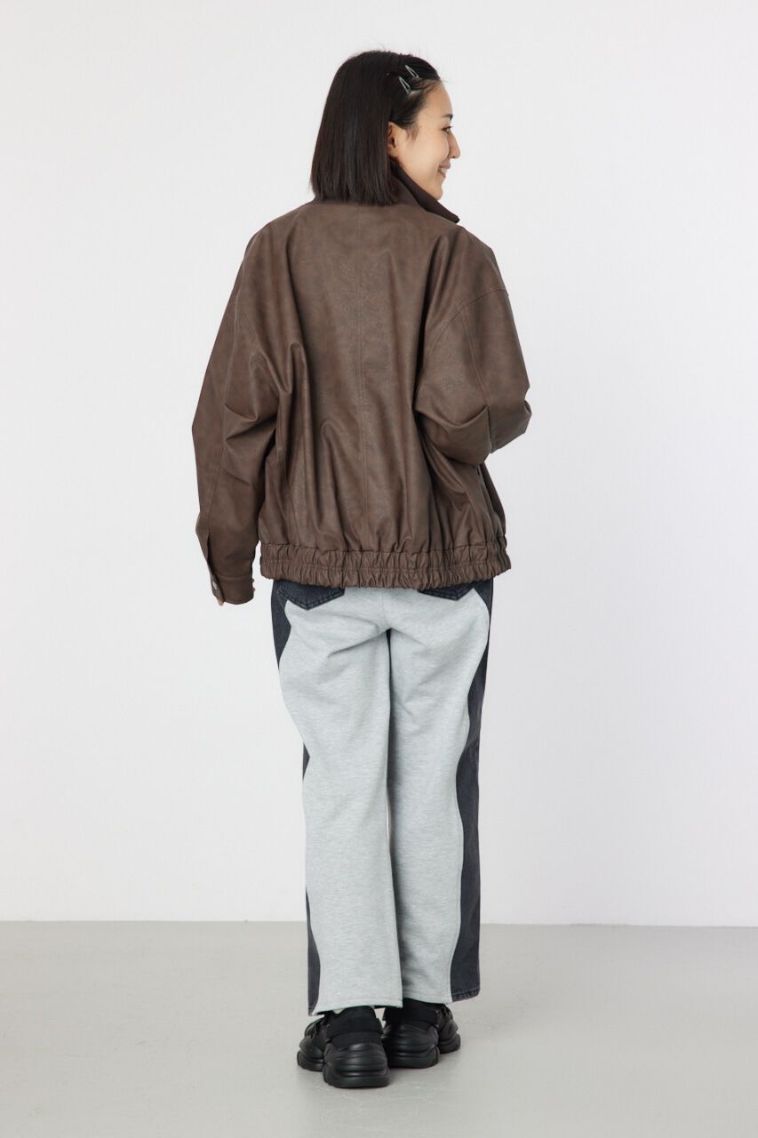 RODEO CROWNS「ヴィンテージFレザーハイネックリブブルゾン」|ブルゾン・スタジャン|