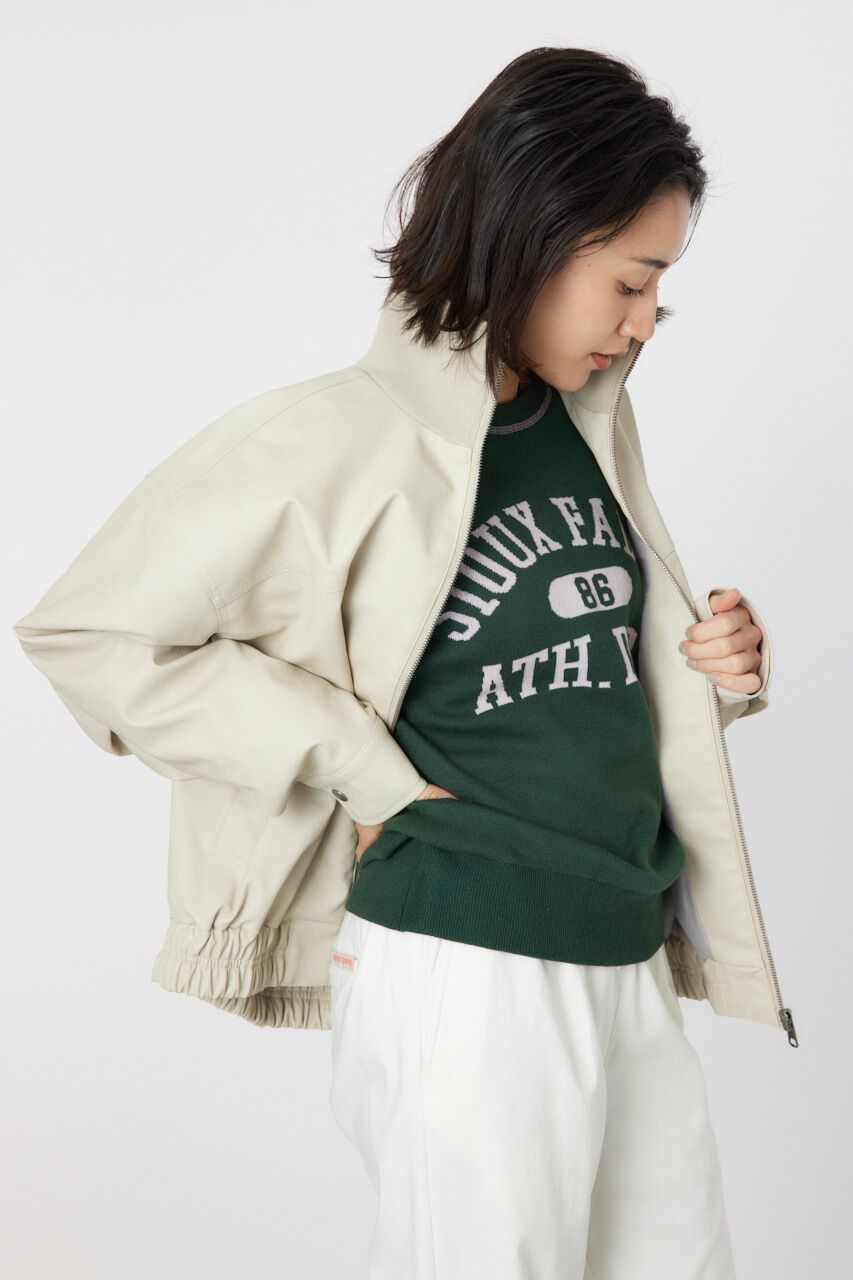 RODEO CROWNS「ヴィンテージFレザーハイネックリブブルゾン」|ブルゾン・スタジャン|