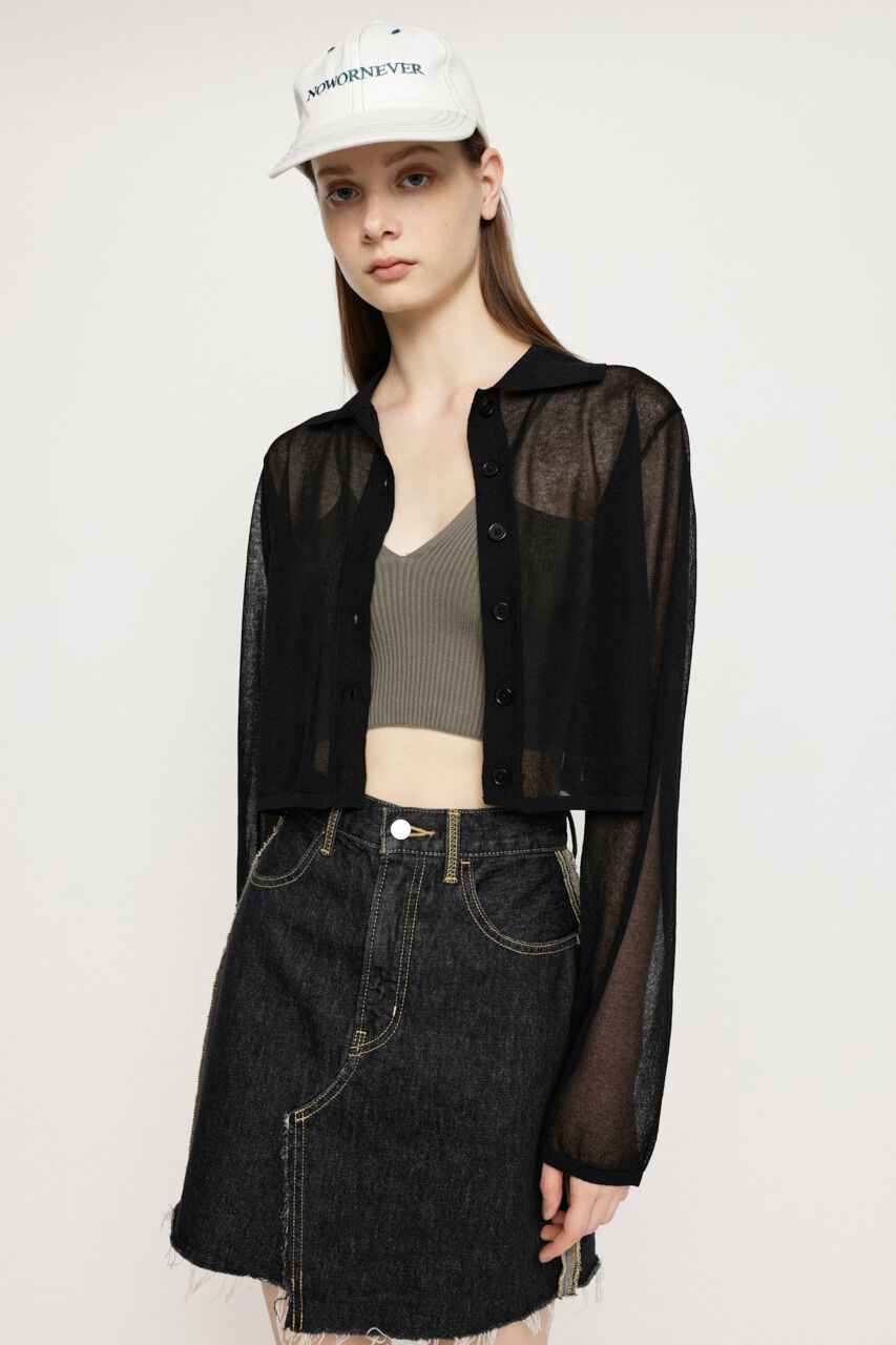 SLY「SHEER COLLAR カーディガン」|カーディガン|