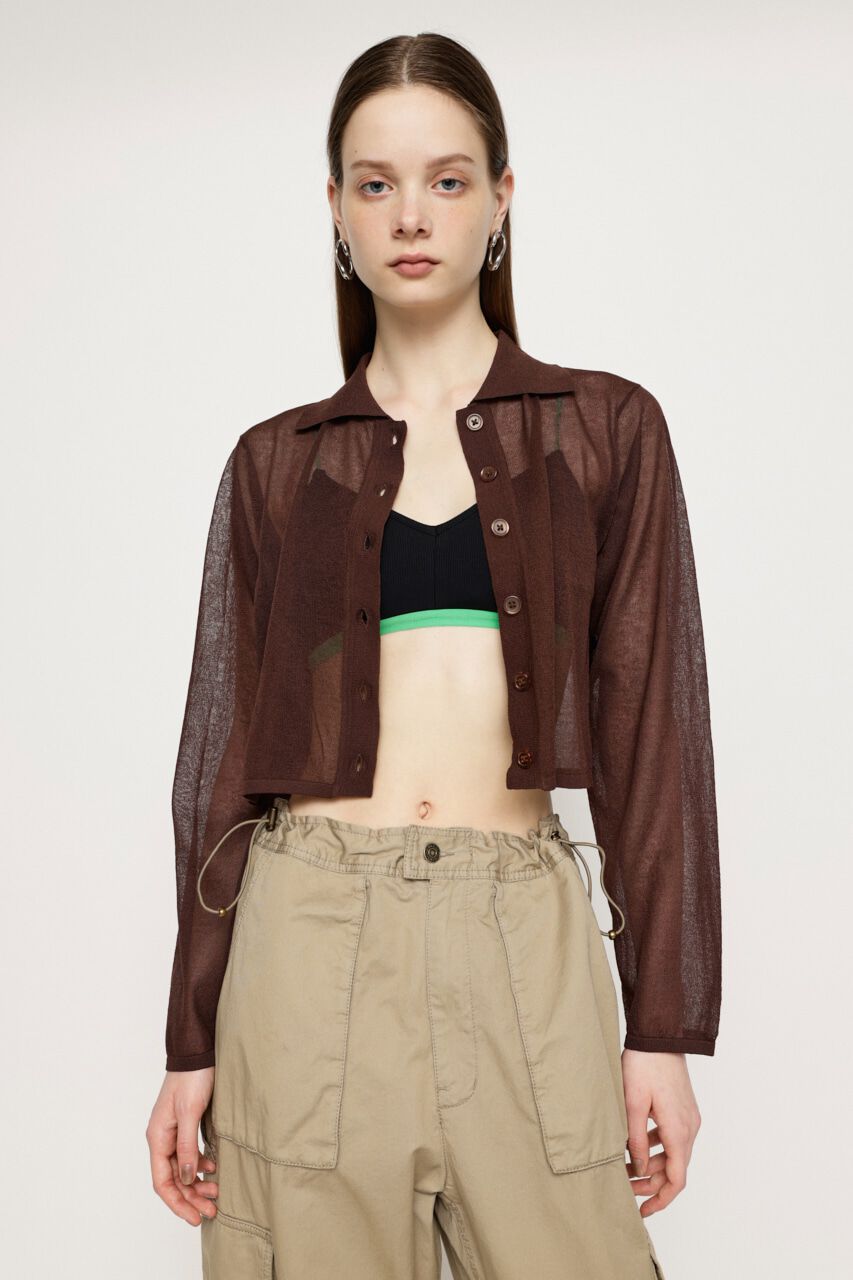 SLY「SHEER COLLAR カーディガン」|カーディガン|